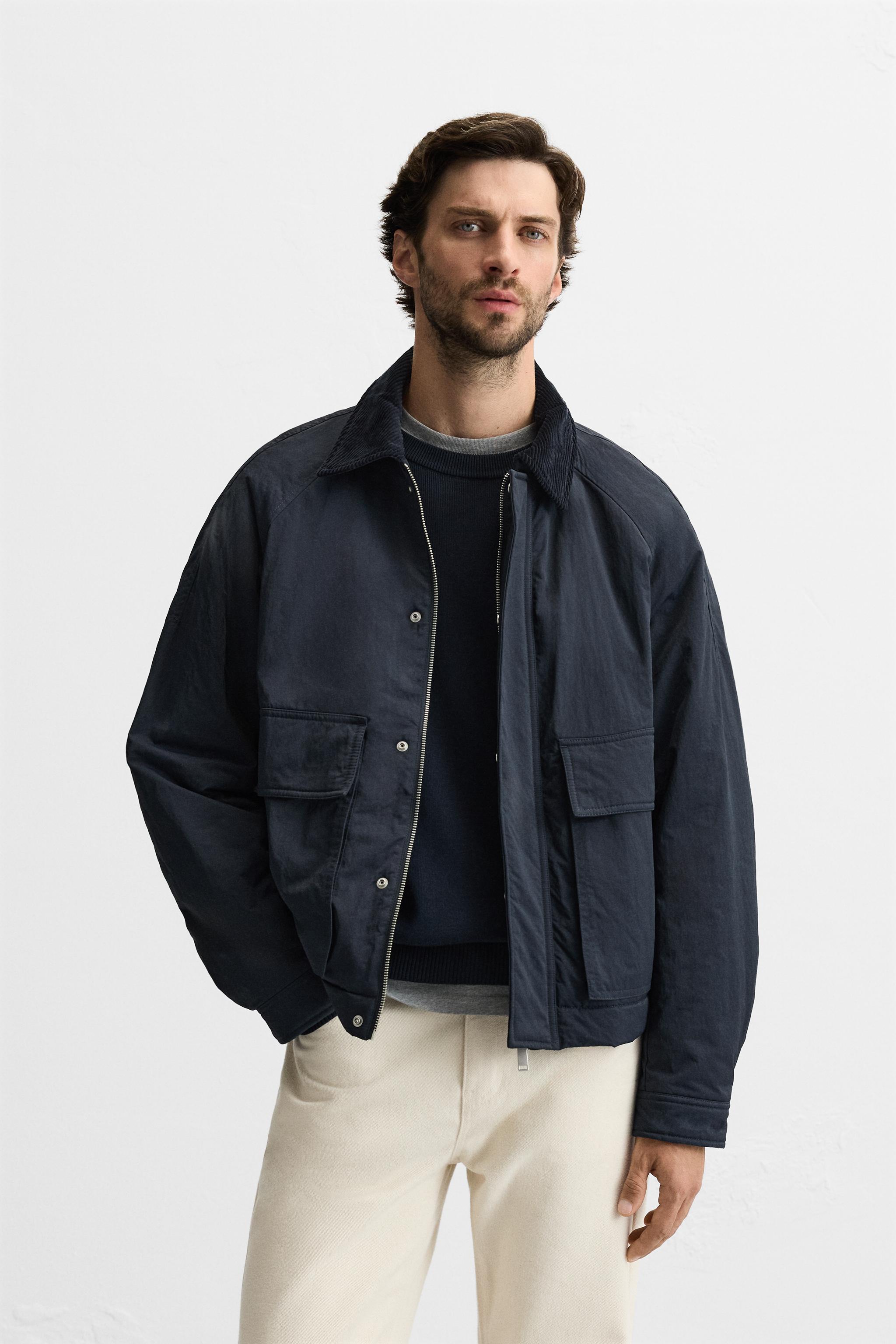 CONTRAST-COLLAR PADDED JACKET