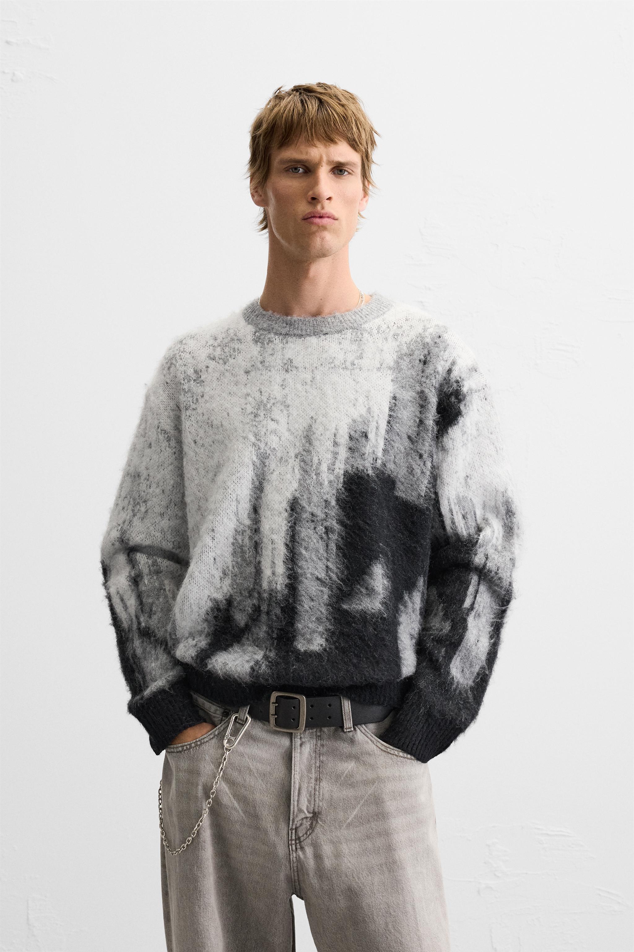 BRUSHED TEXTURED JACQUARD SWEATER