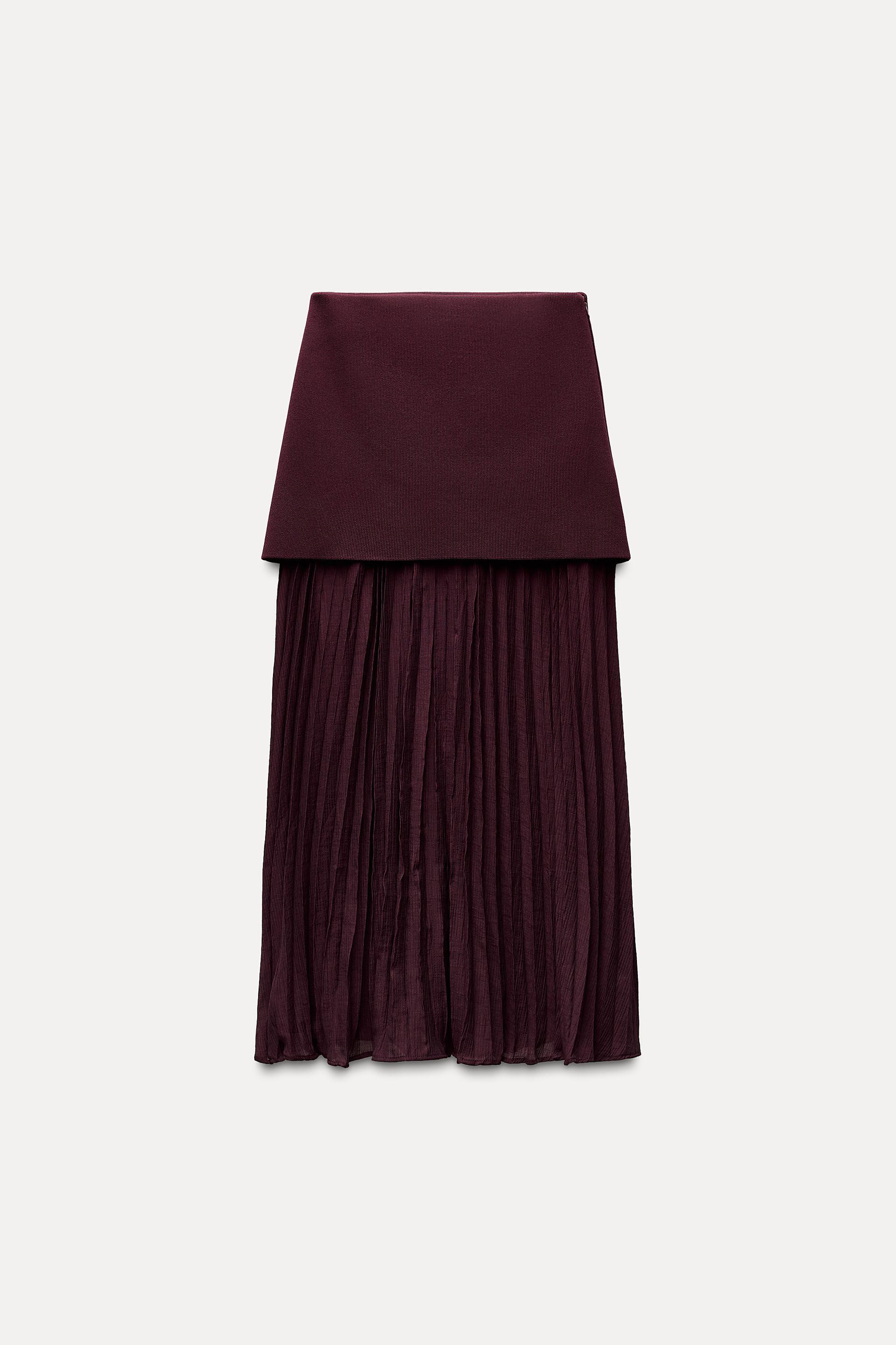 COMBINED PLEATED KNIT SKIRT