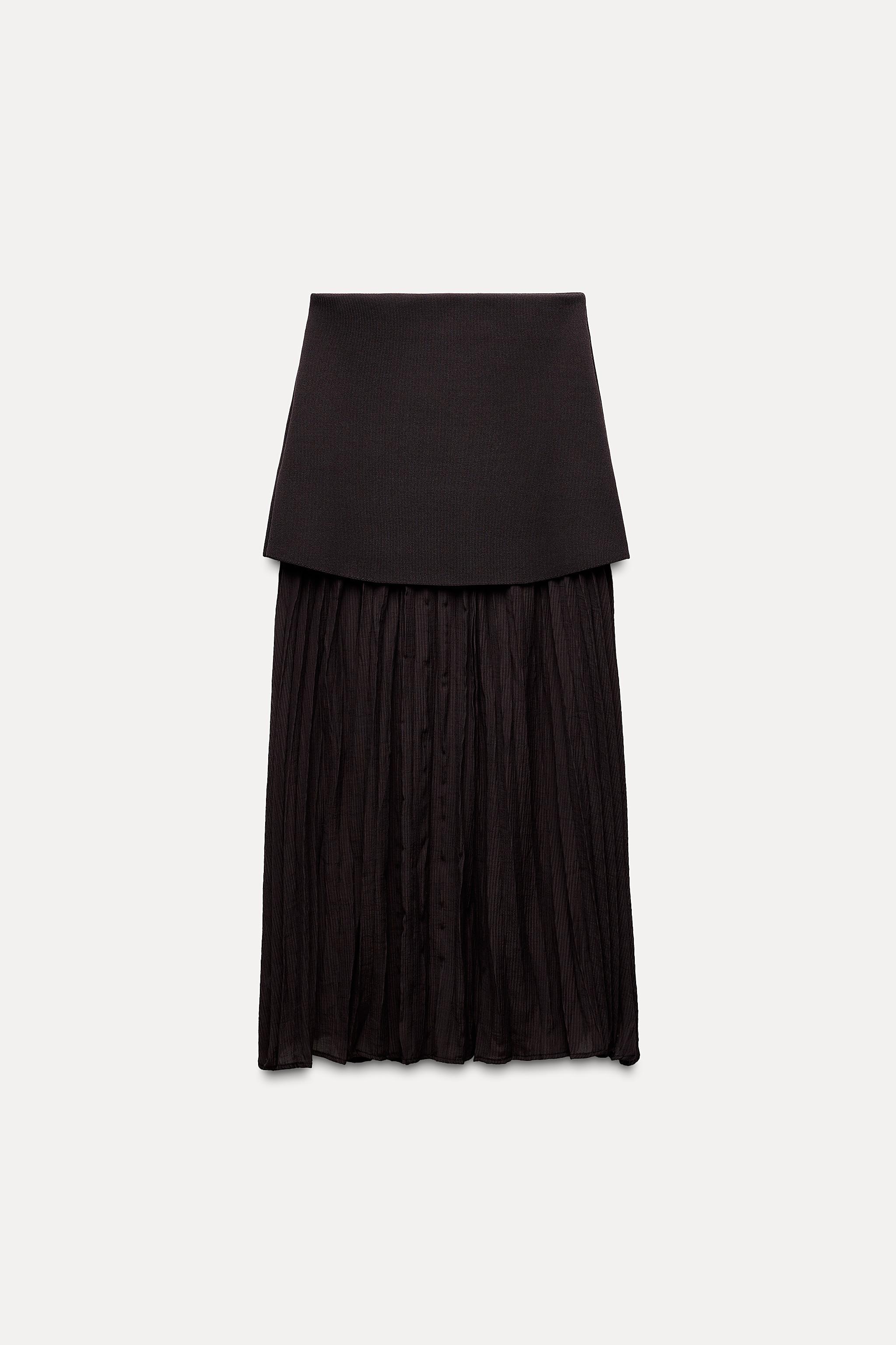 COMBINED PLEATED KNIT SKIRT