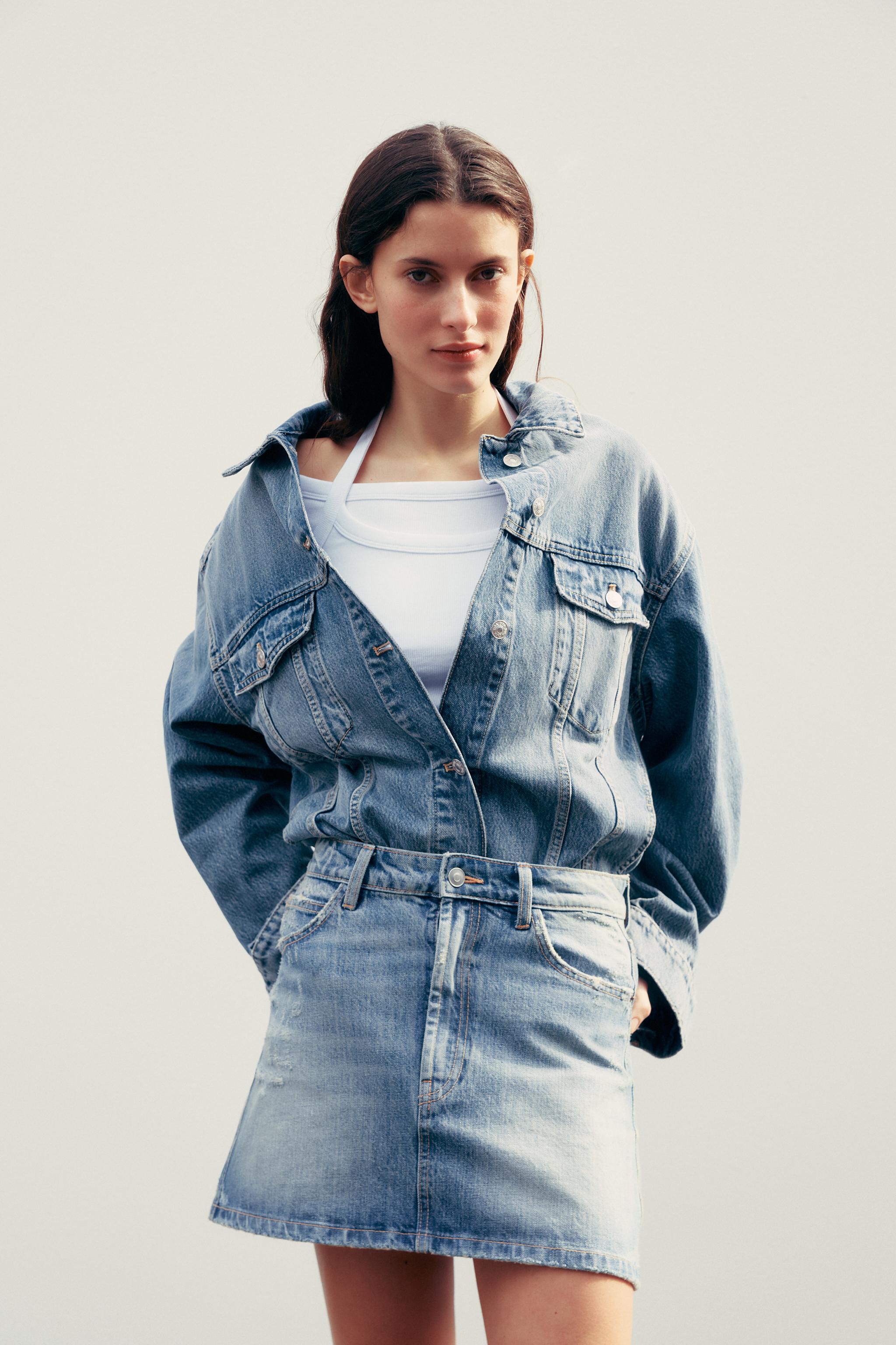 TRF RIPPED DENIM SKIRT