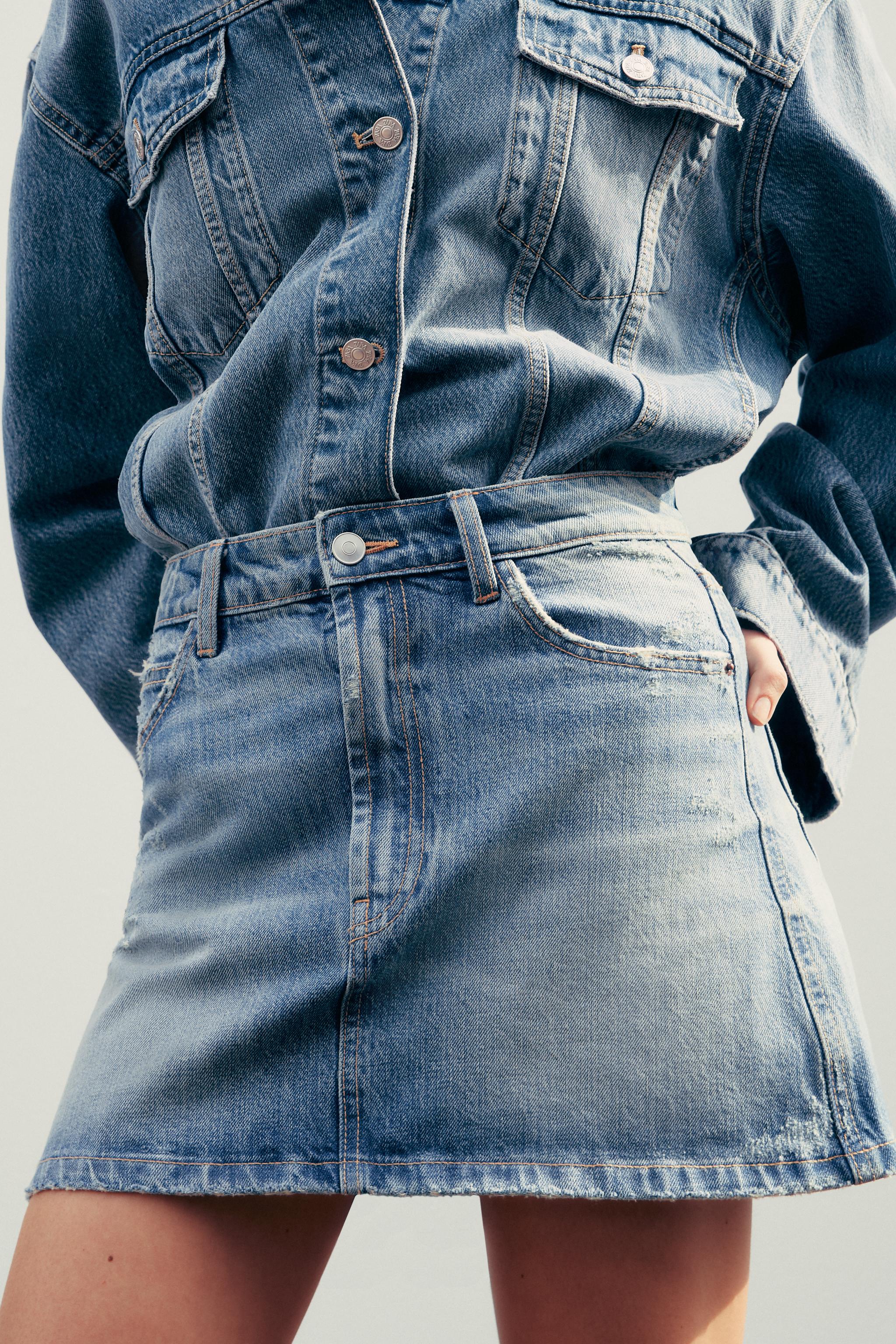 TRF RIPPED DENIM SKIRT
