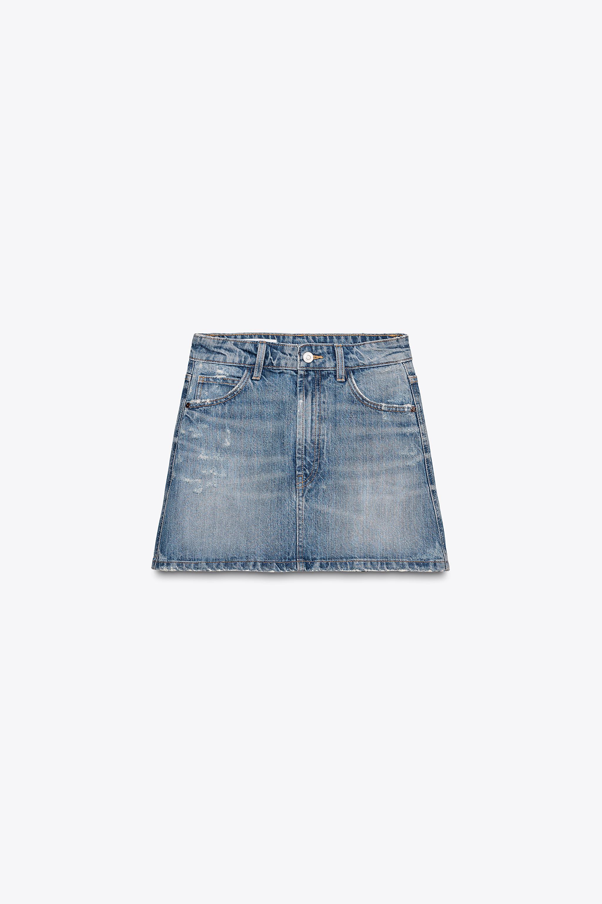 TRF RIPPED DENIM SKIRT