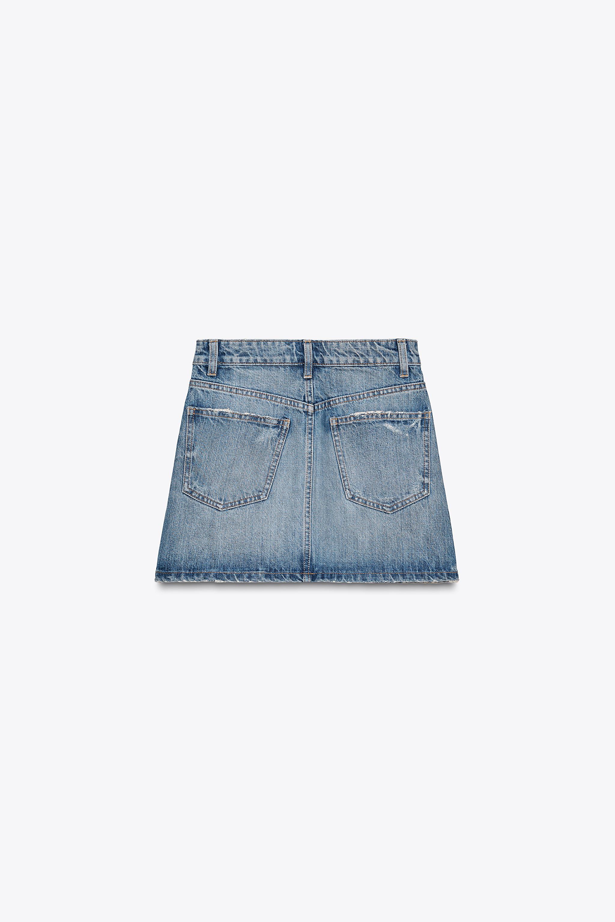 TRF RIPPED DENIM SKIRT