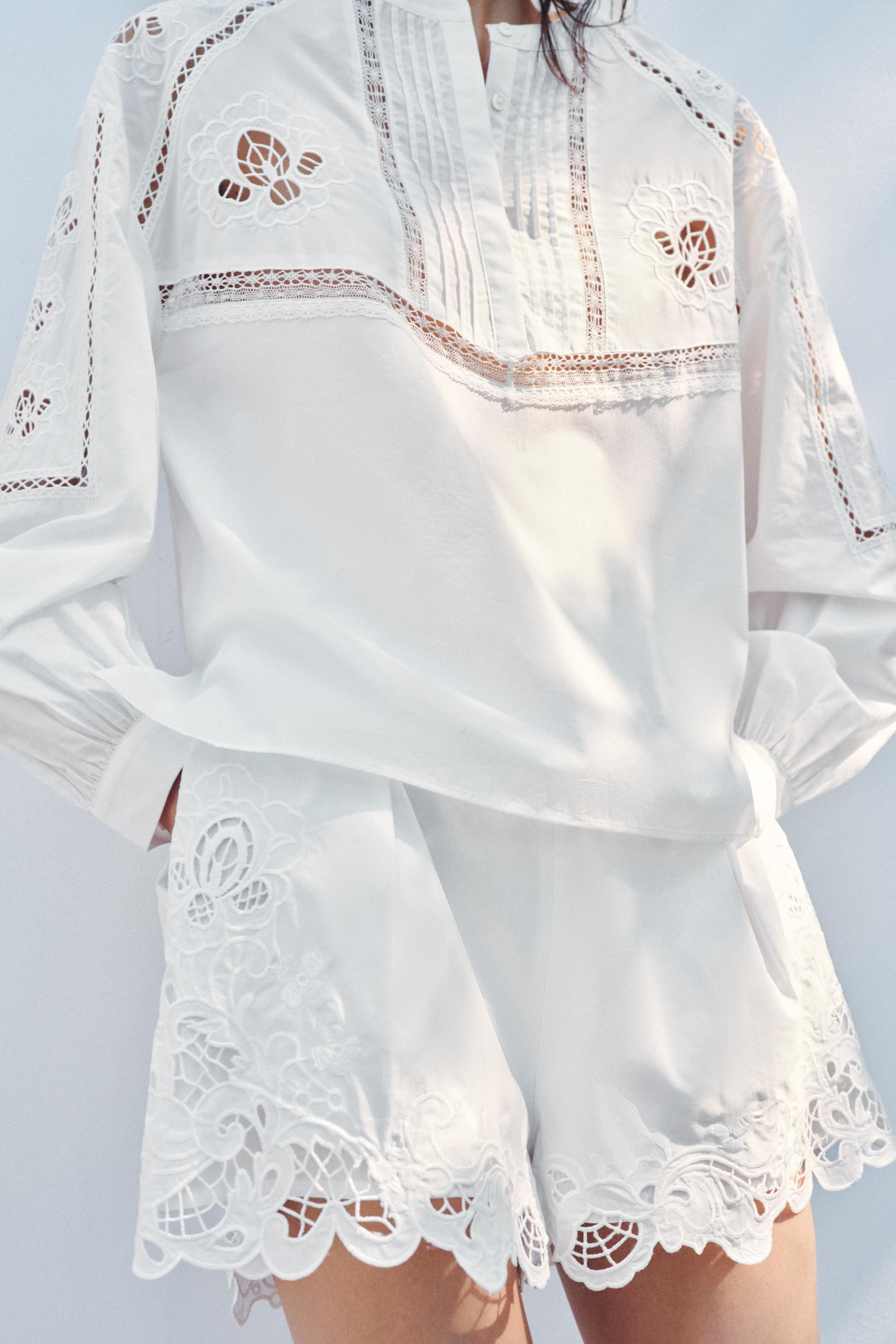 ZW COLLECTION EMBROIDERED SHORTS WITH DARTS