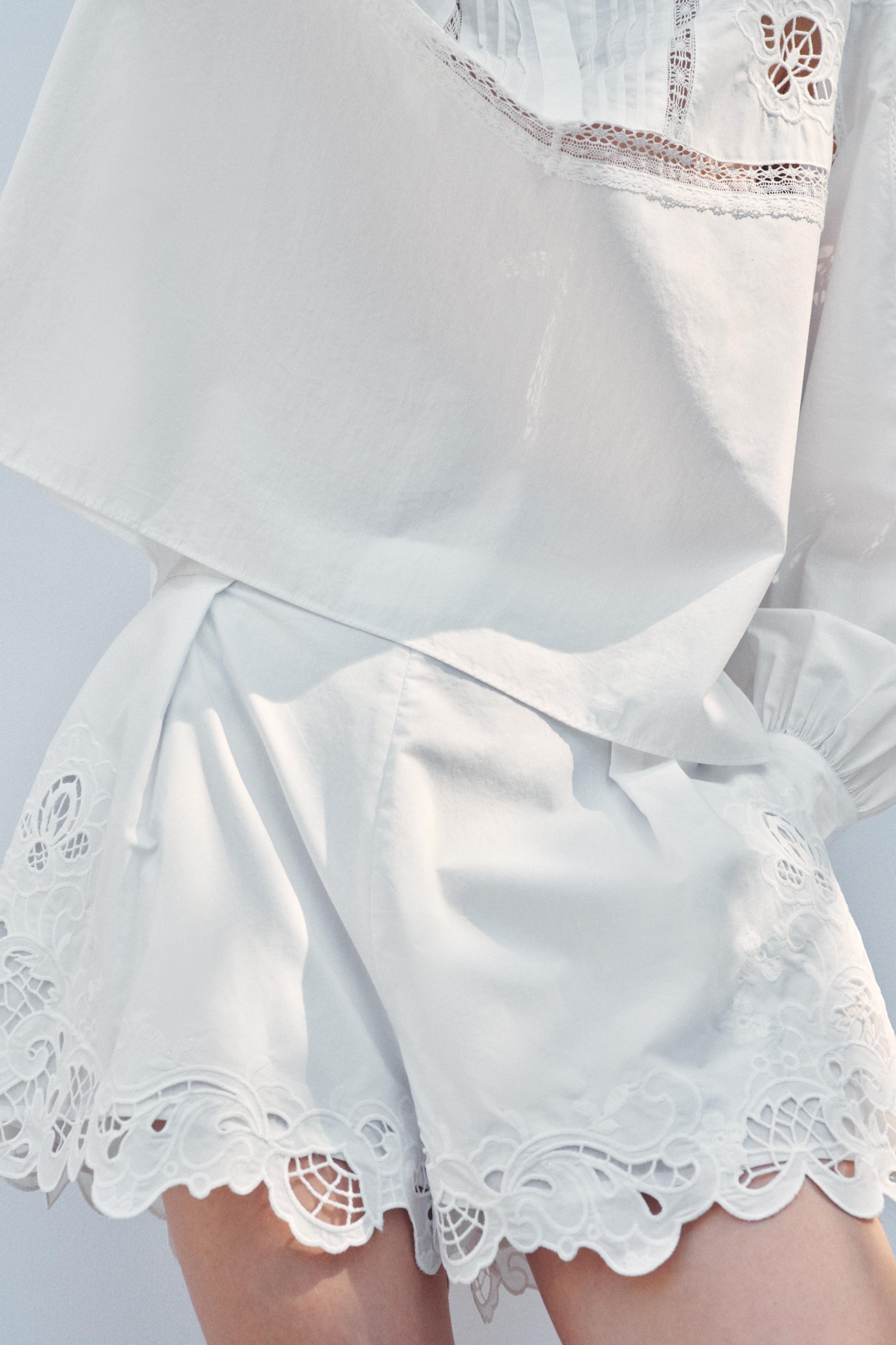 ZW COLLECTION EMBROIDERED SHORTS WITH DARTS