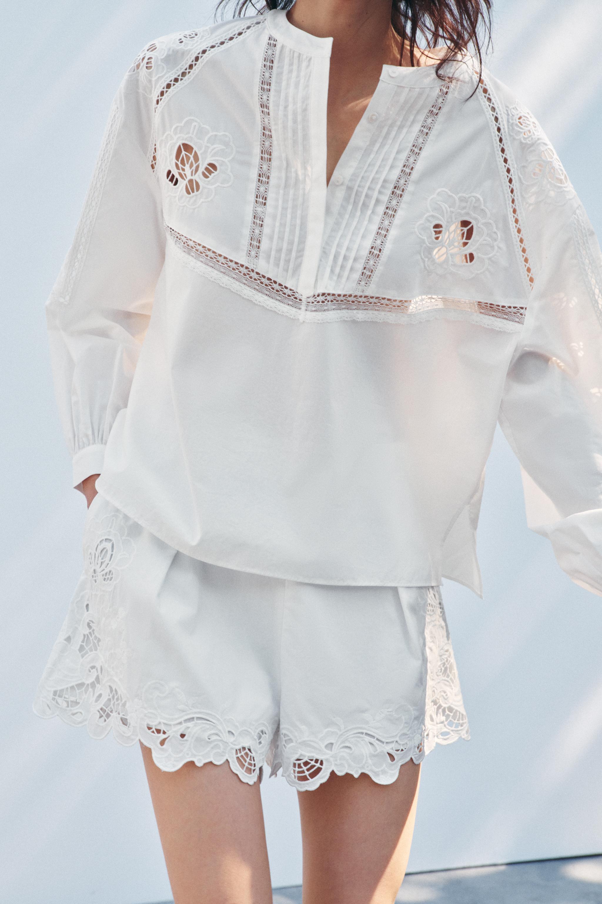 ZW COLLECTION EMBROIDERED SHORTS WITH DARTS