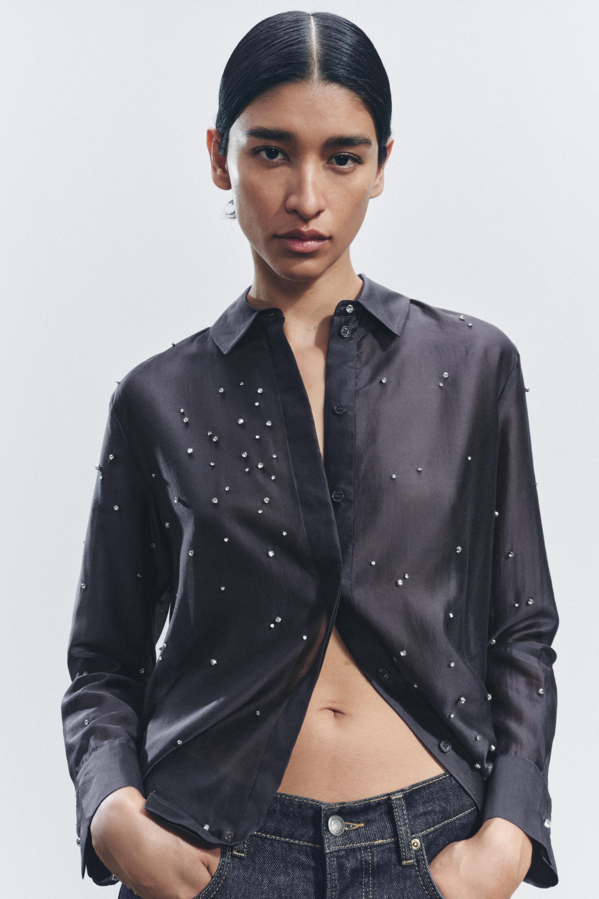 ZW COLLECTION EMBROIDERED SHIRT WITH JEWELS