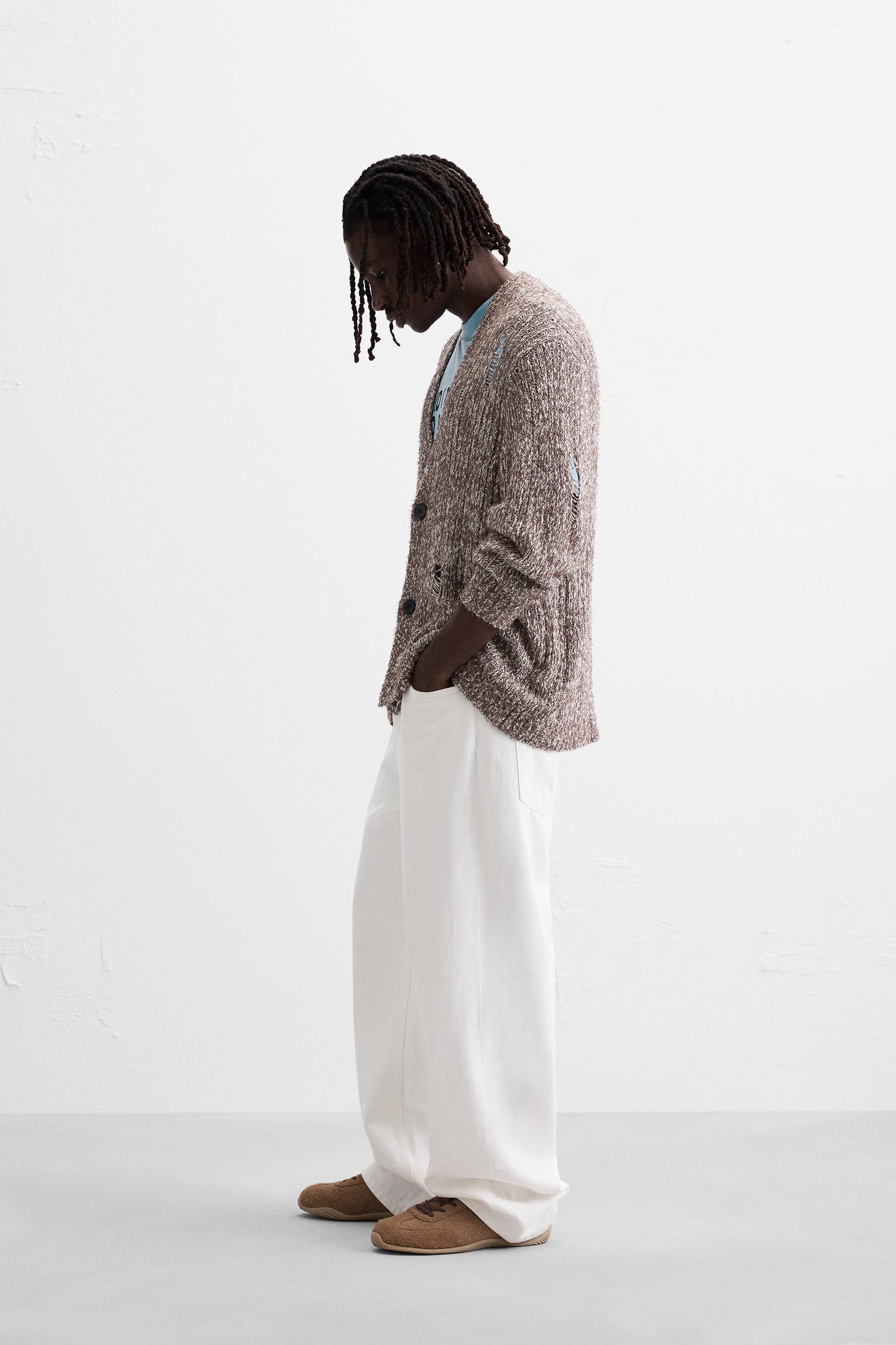 RIPPED-EFFECT CARDIGAN