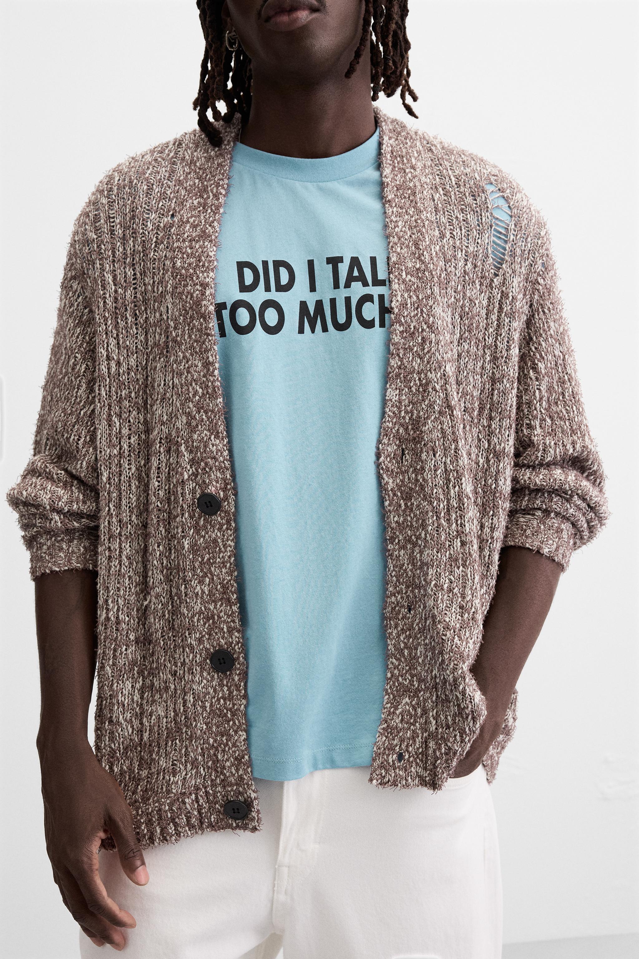 RIPPED-EFFECT CARDIGAN