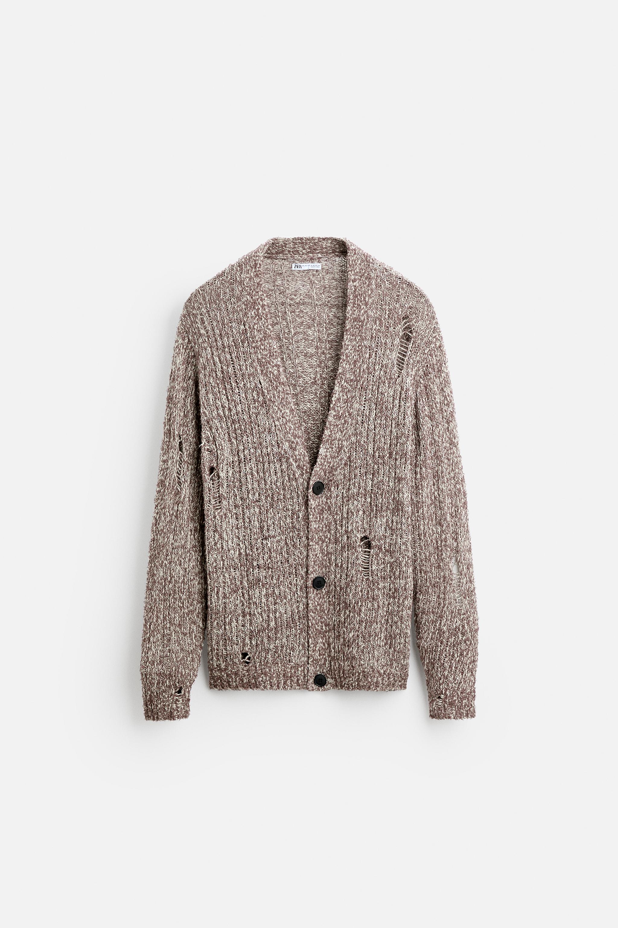 RIPPED-EFFECT CARDIGAN