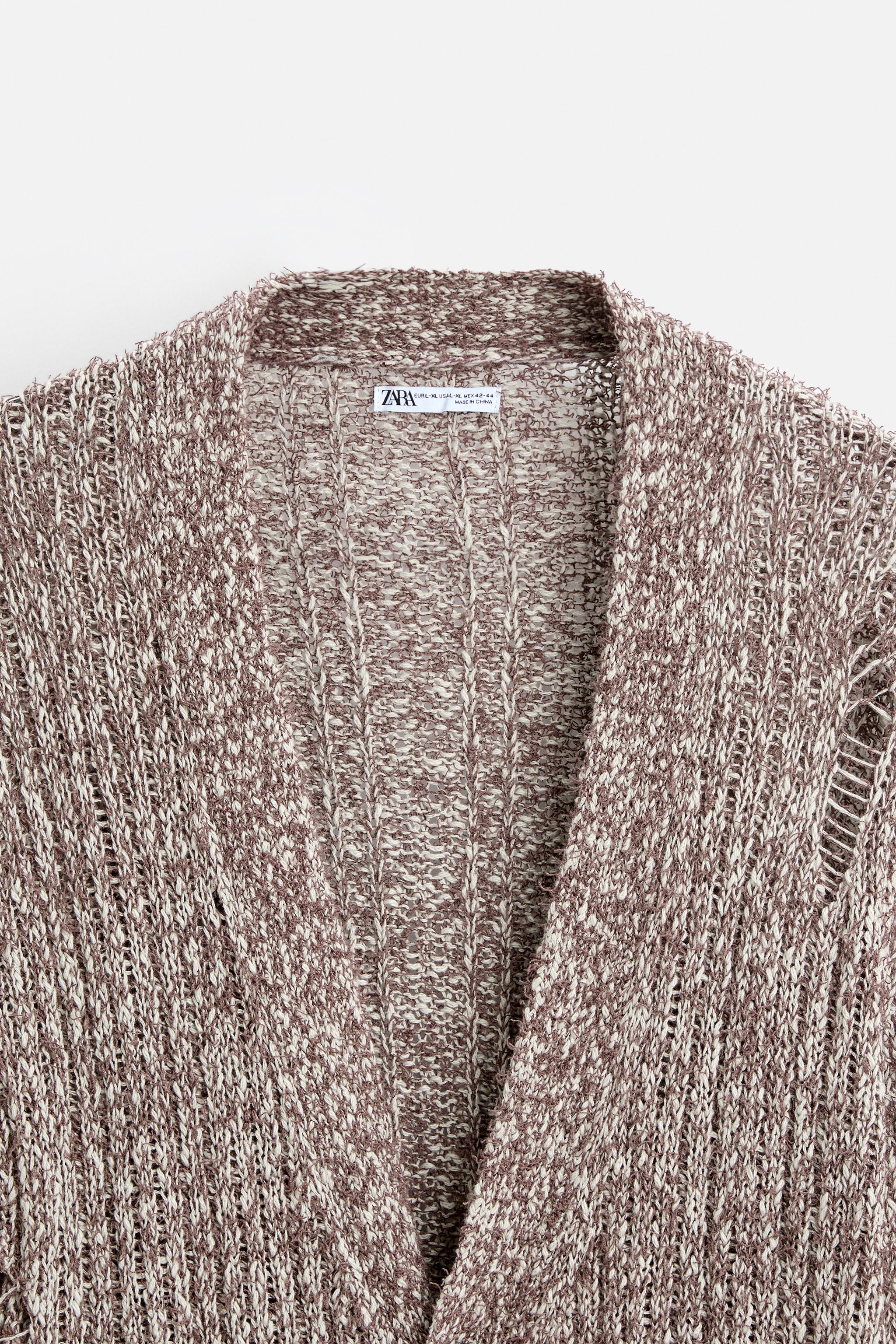 RIPPED-EFFECT CARDIGAN