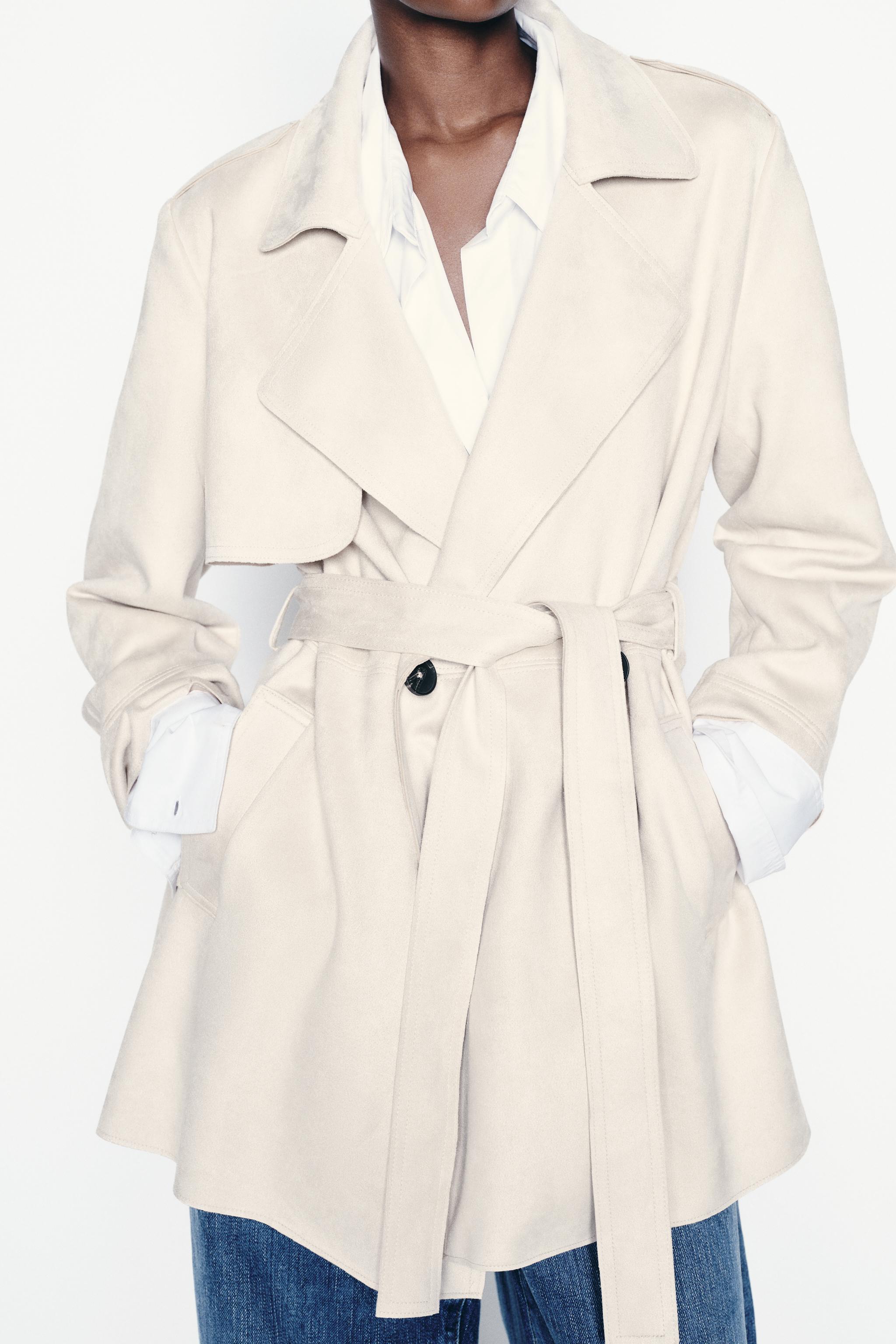 FAUX SUEDE TRENCH COAT