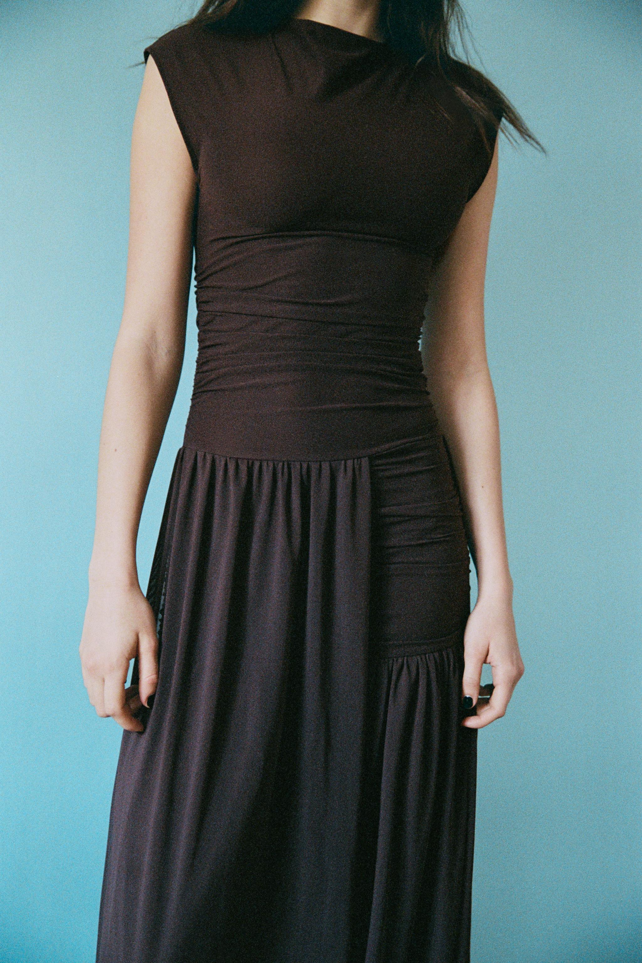CONTRAST BALLOON TULLE DRESS