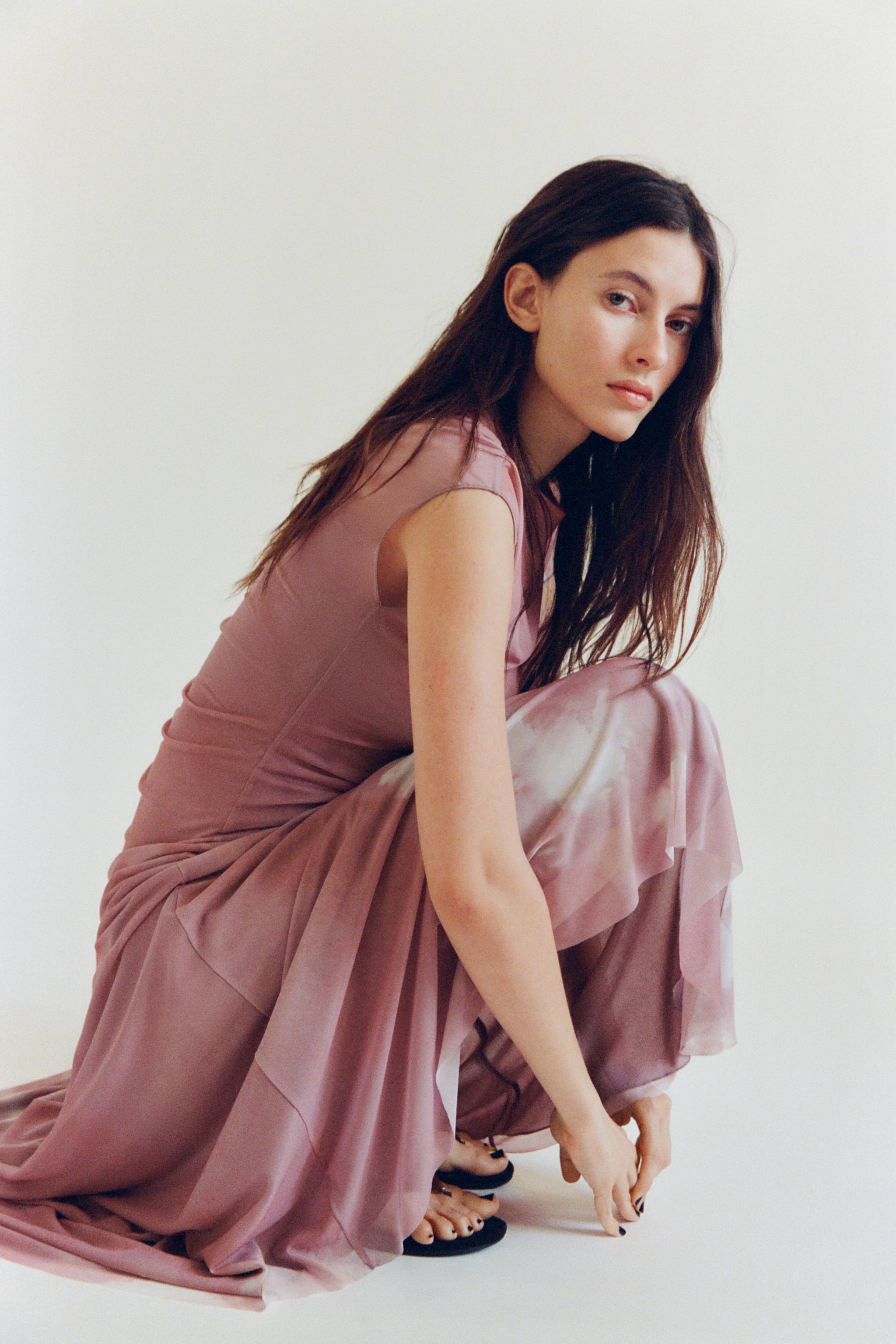 GATHERED TULLE DRESS