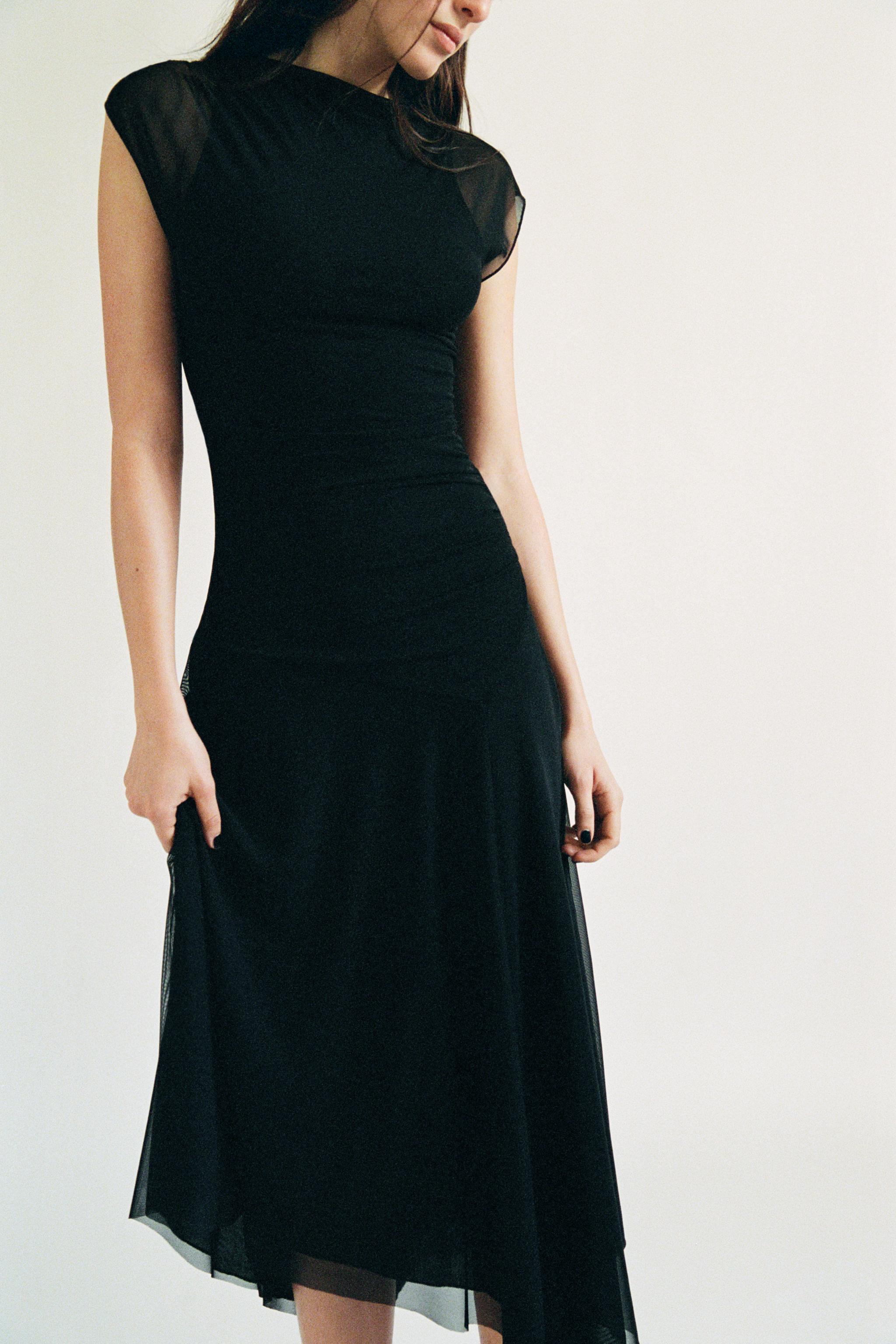 GATHERED TULLE DRESS
