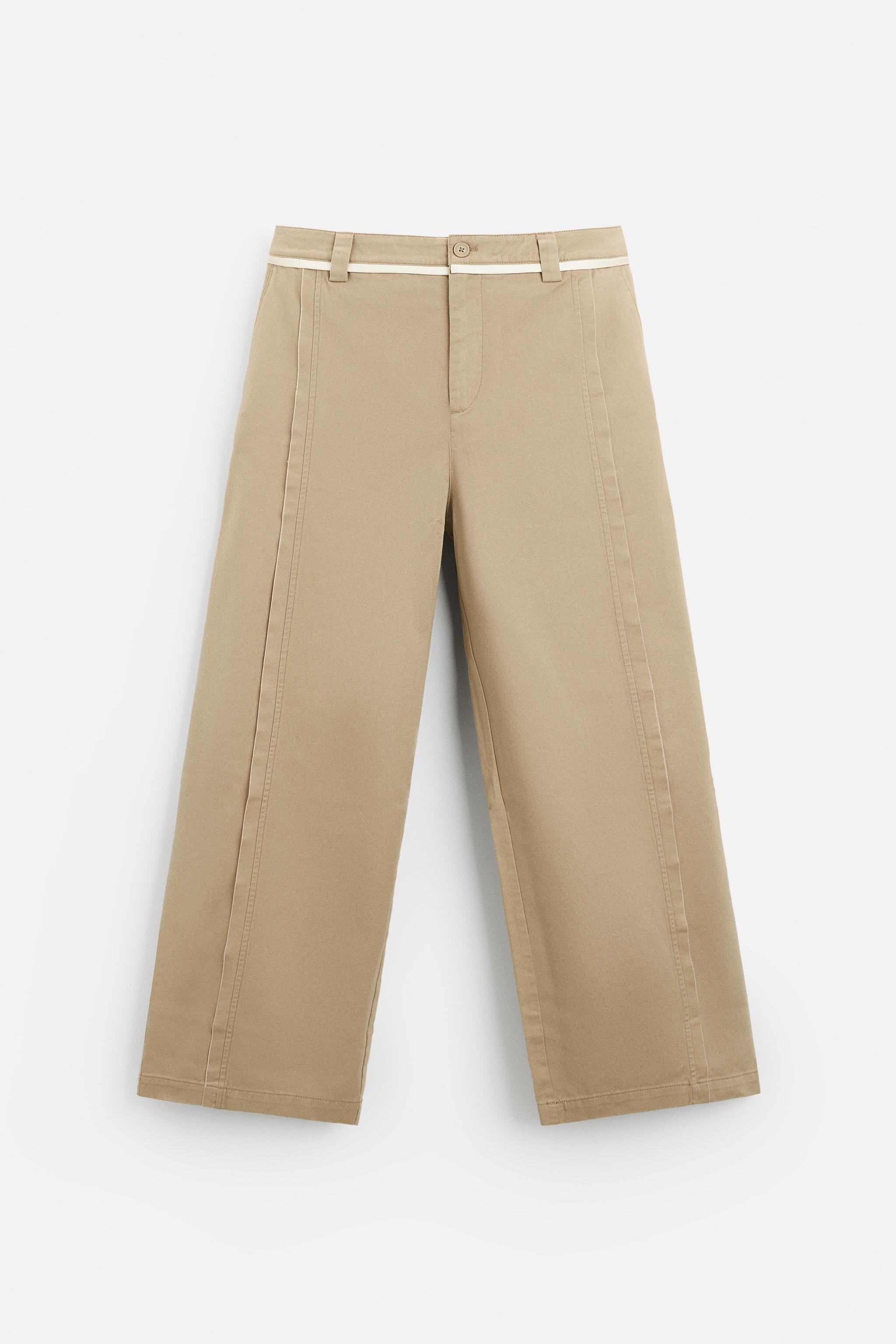 RELAXED FIT TROUSERS WITH CONTRAST STITCHING