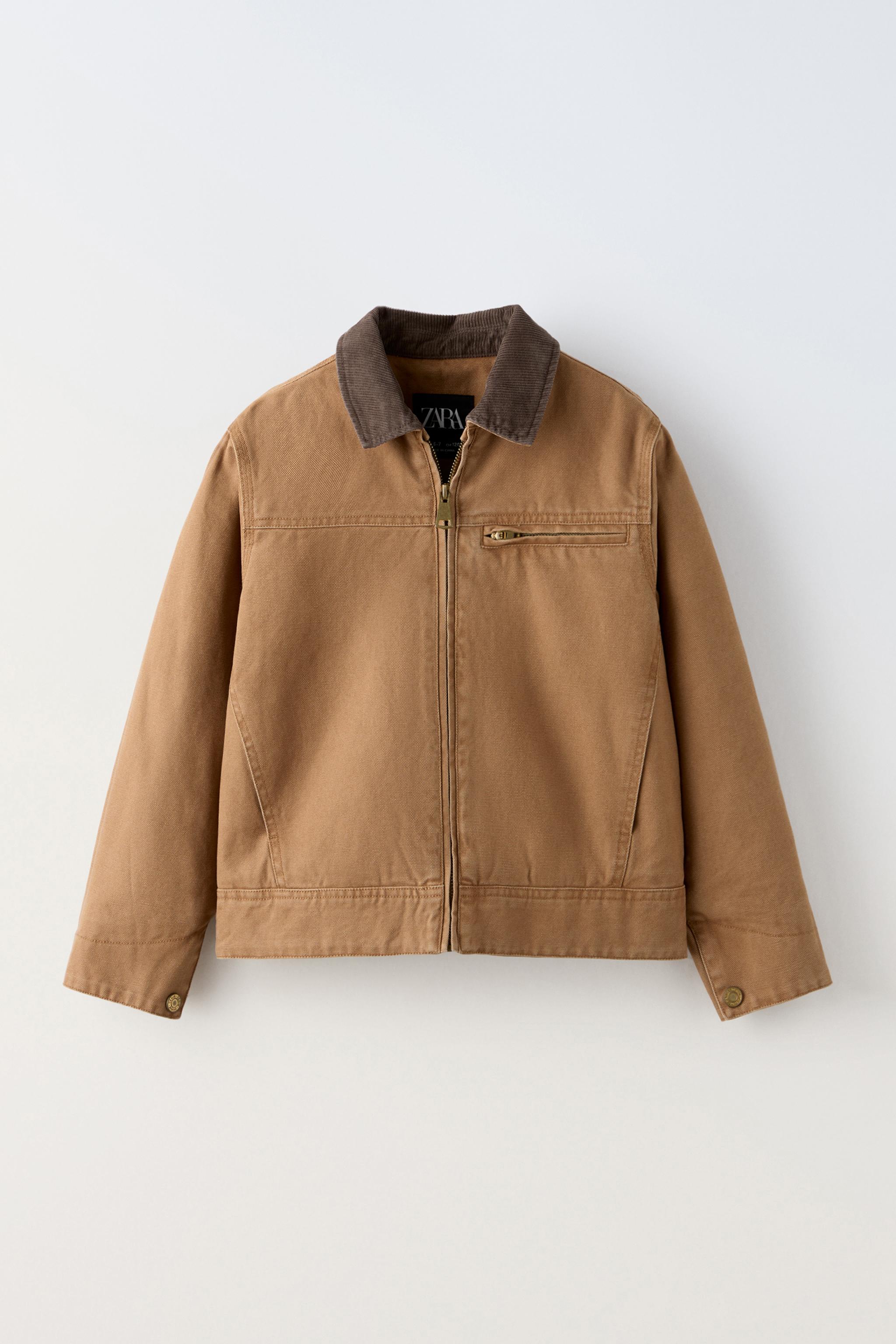 FADED JACKET WITH CORDUROY COLLAR