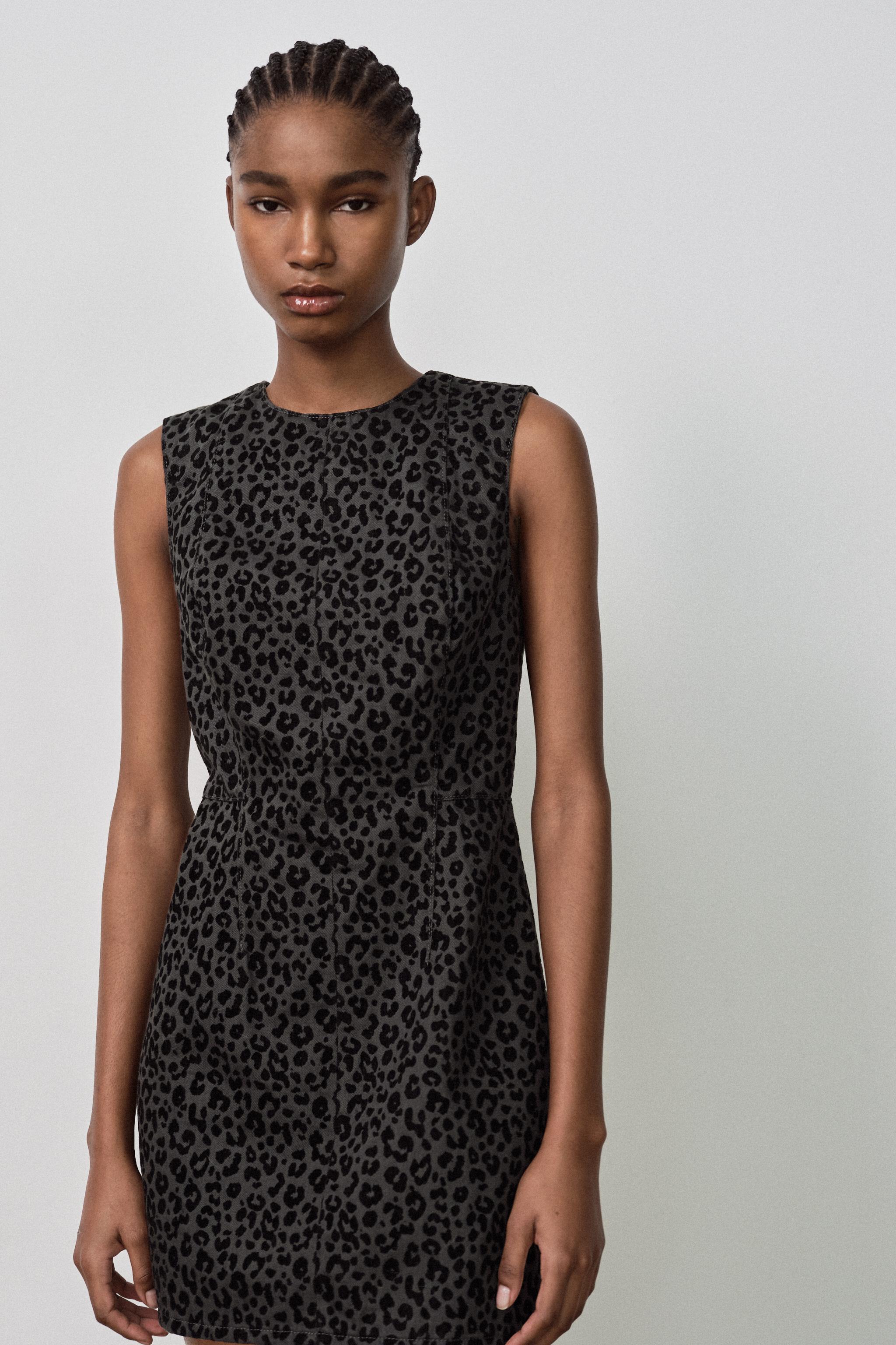 FLOCKED ANIMAL PRINT DRESS