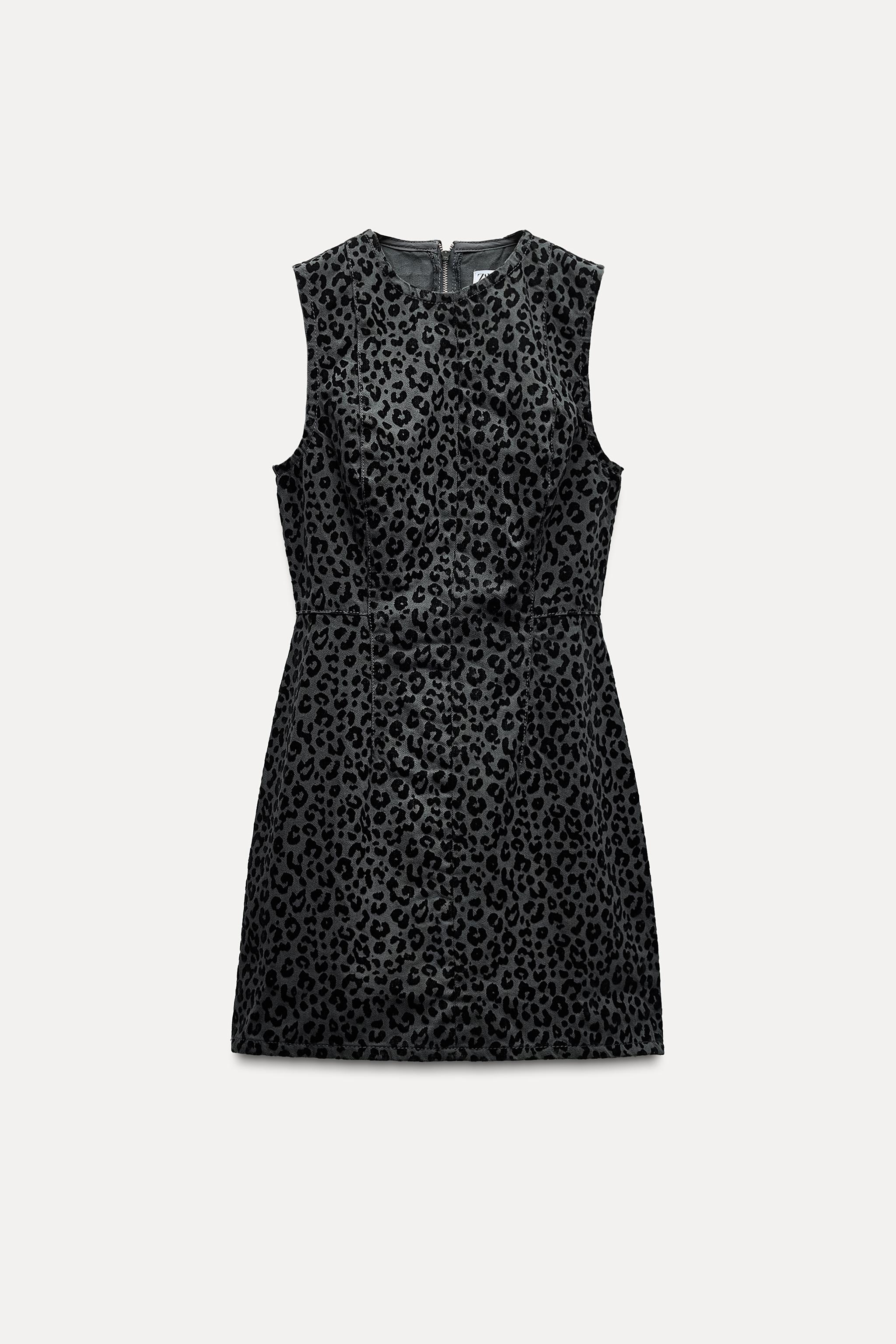 FLOCKED ANIMAL PRINT DRESS