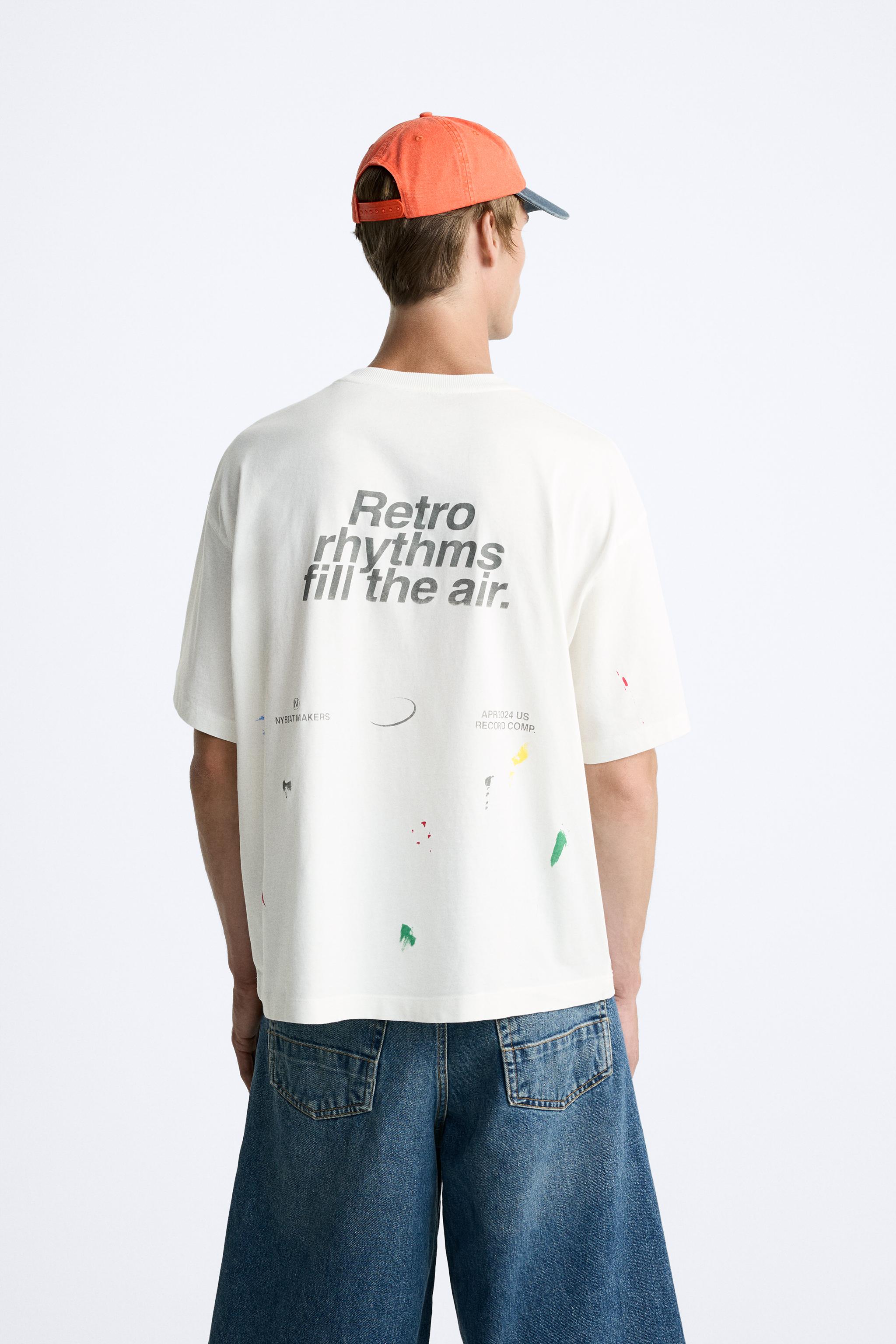 PAINT SPLATTER T-SHIRT WITH SLOGANS