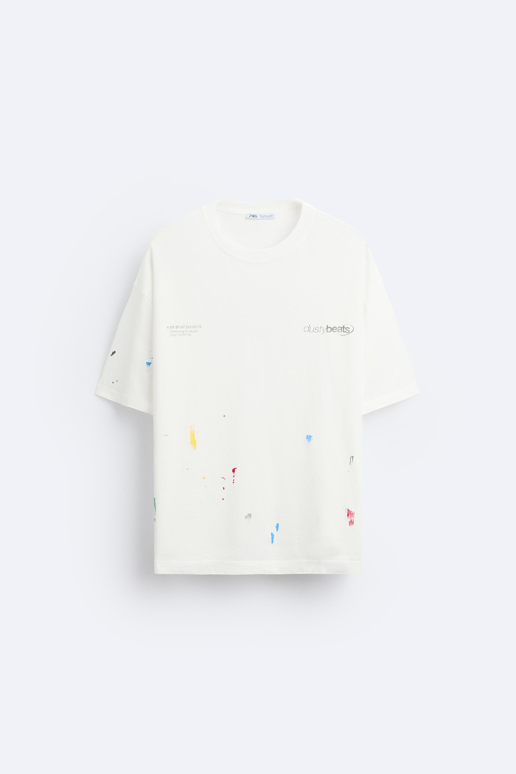 PAINT SPLATTER T-SHIRT WITH SLOGANS