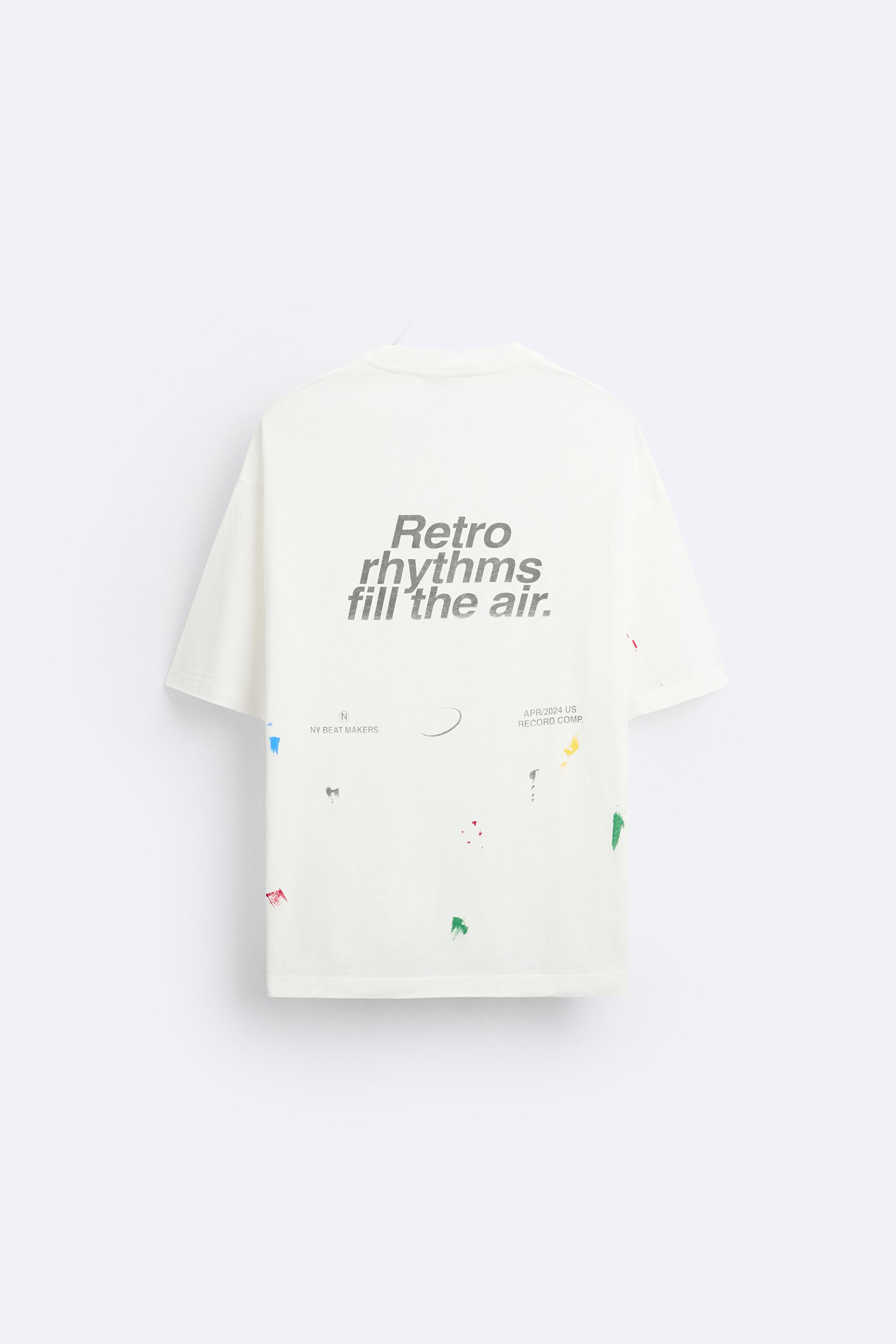 PAINT SPLATTER T-SHIRT WITH SLOGANS