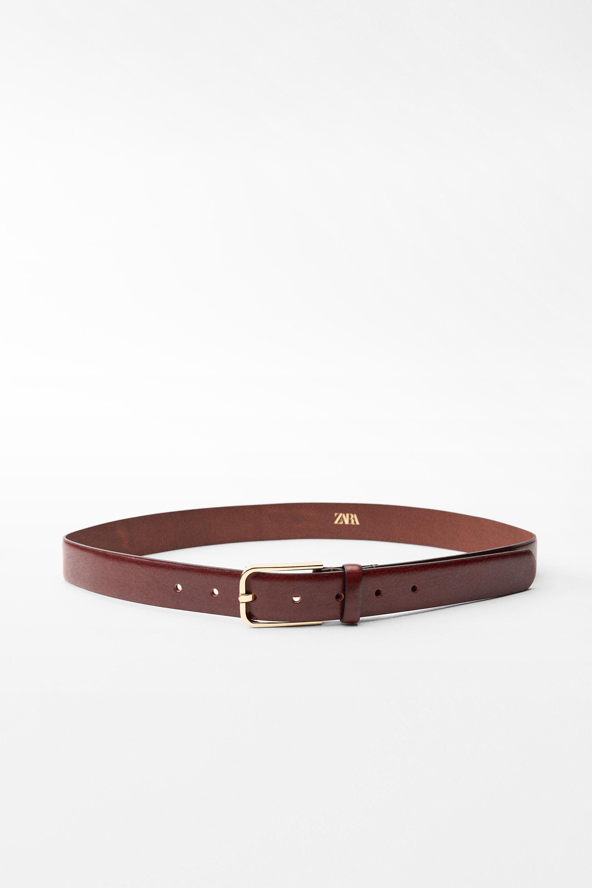 LEATHER BELT WITH SQUARE BUCKLE