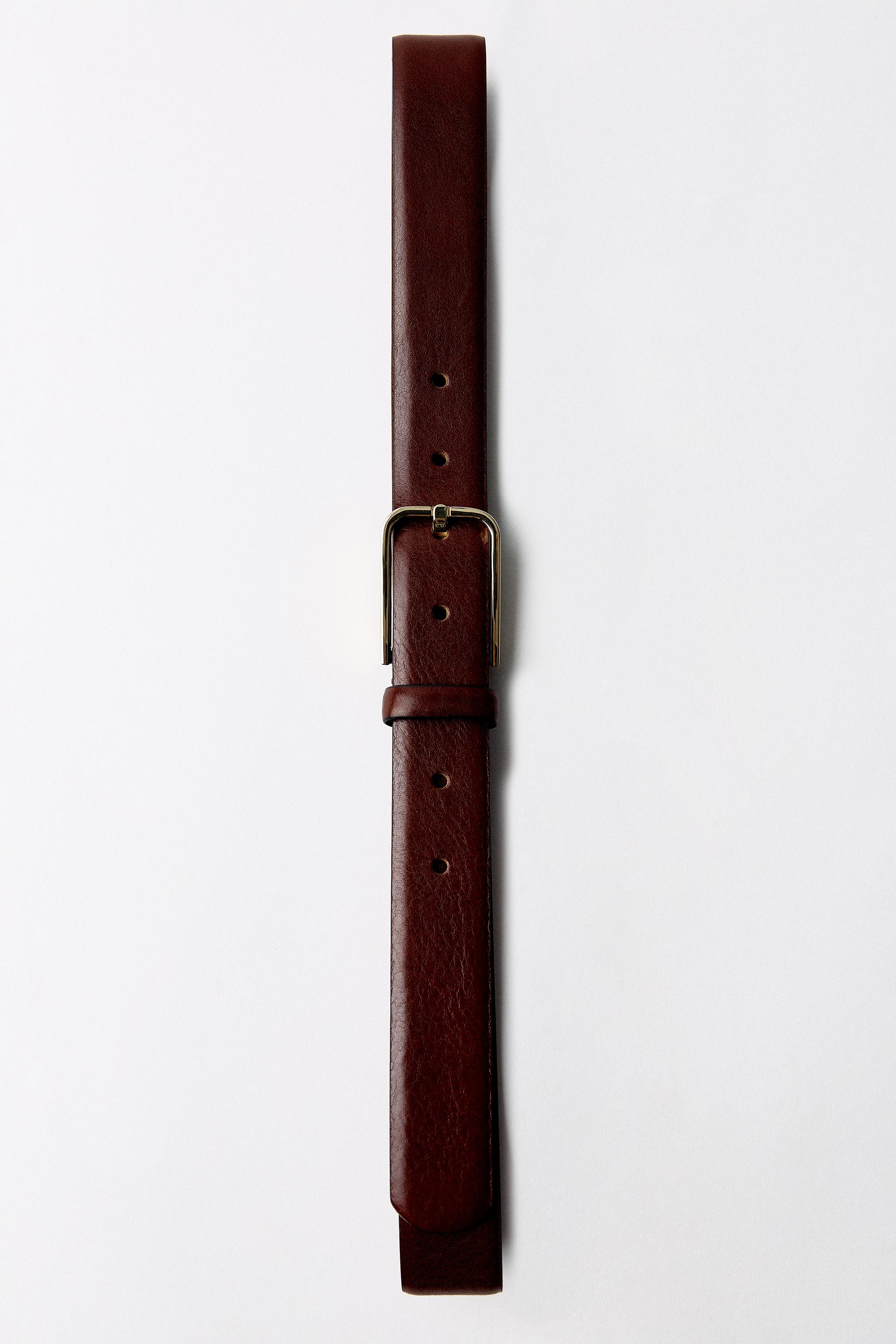 LEATHER BELT WITH SQUARE BUCKLE