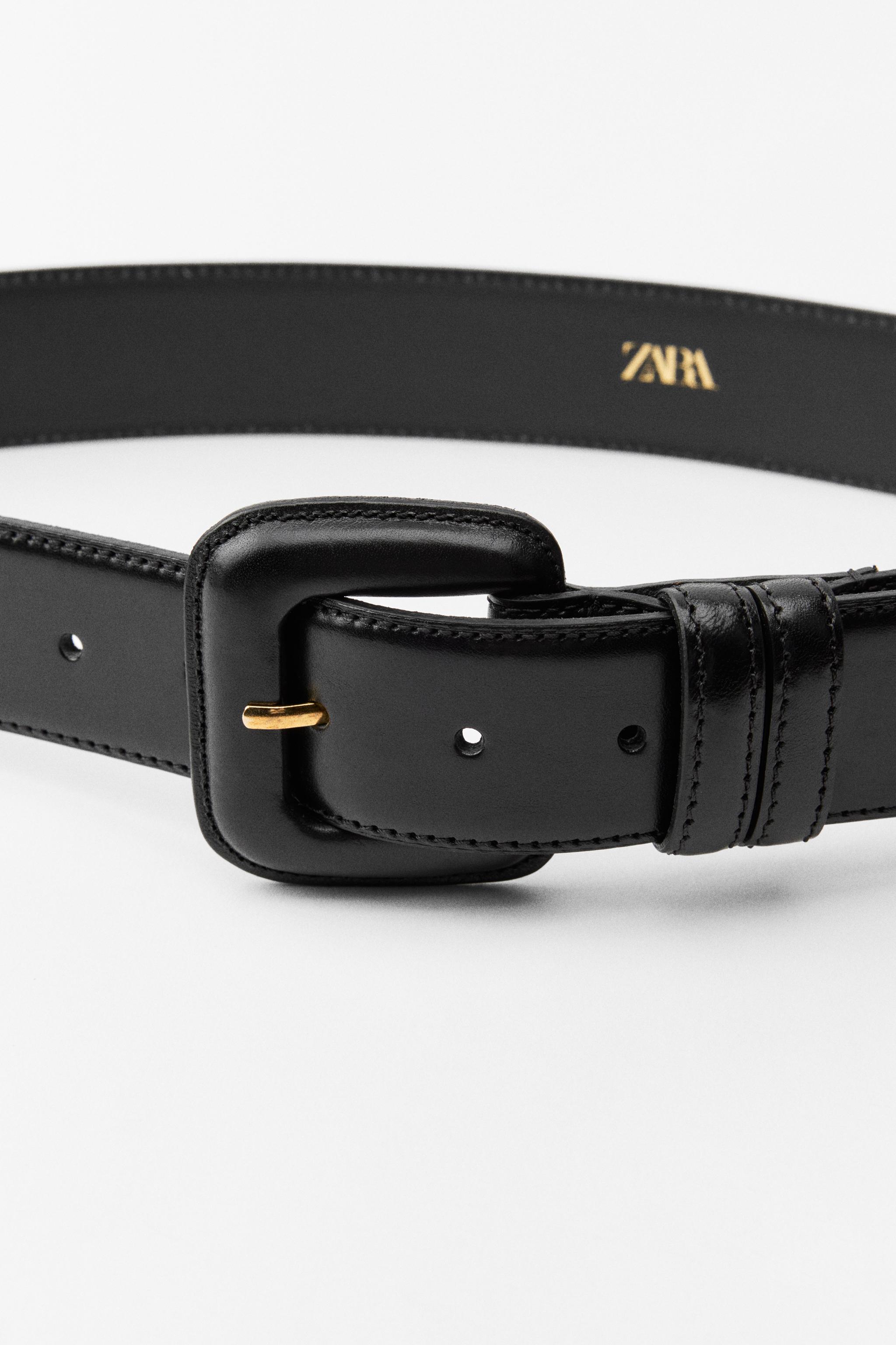 LEATHER BELT WITH SQUARE BUCKLE