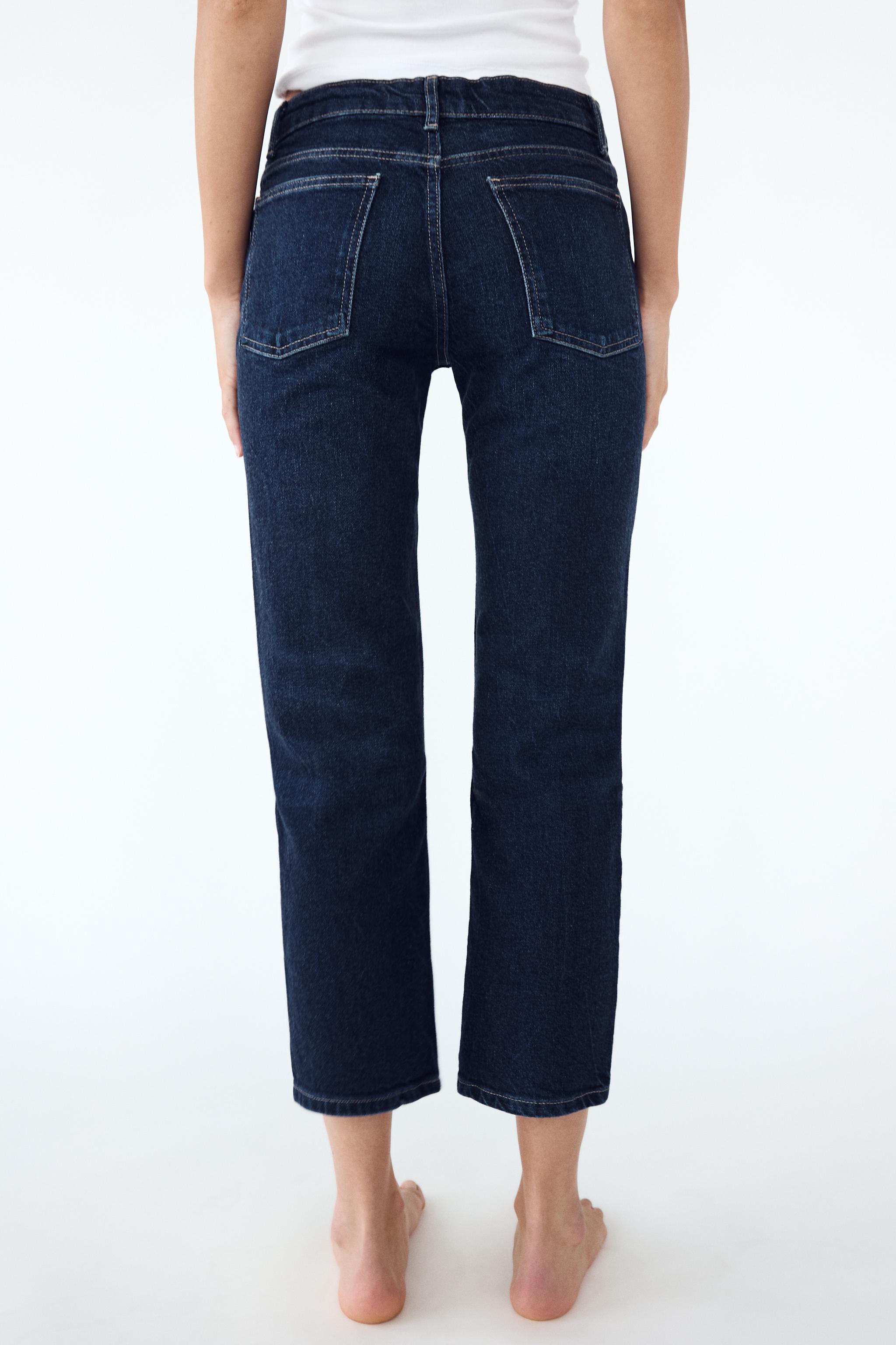 SLIM FIT CROPPED MID-RISE FLARED JEANS