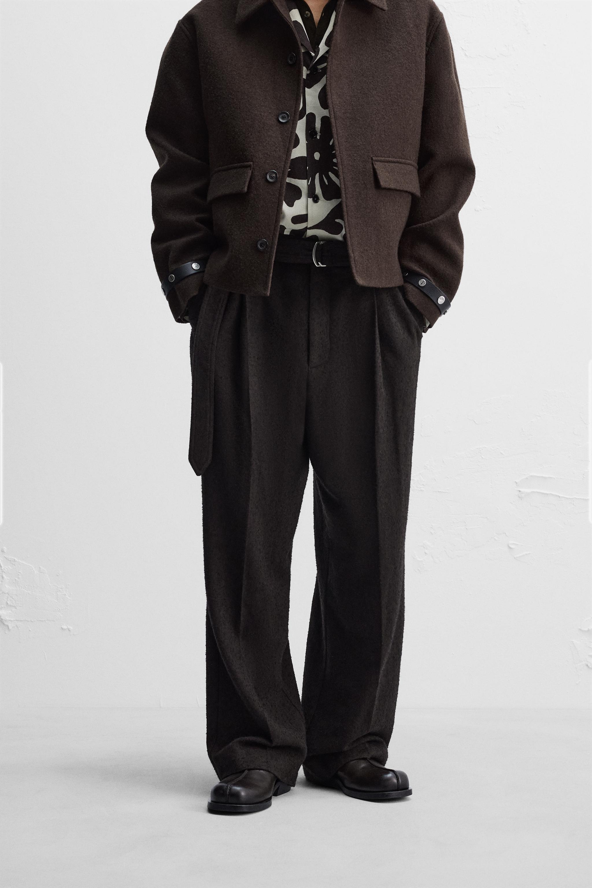 NANUSHKA X ZARA BELTED PLEAT-FRONT TROUSERS