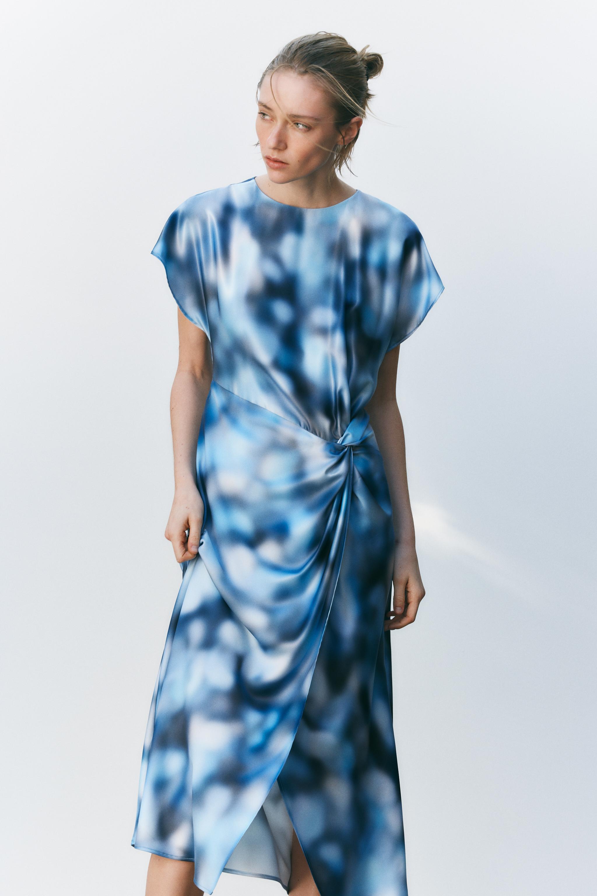SATIN TIE-DYE MIDI DRESS