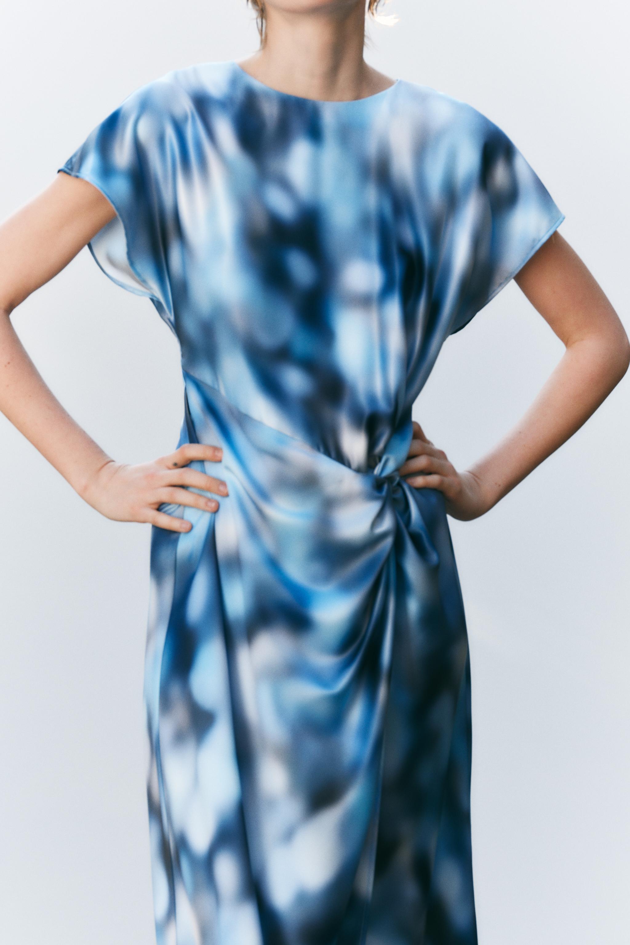 SATIN TIE-DYE MIDI DRESS