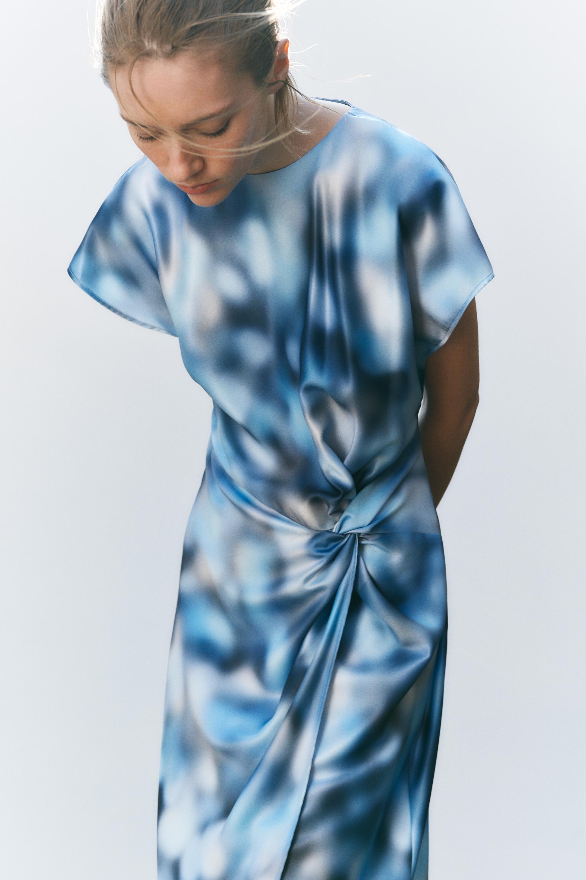 SATIN TIE-DYE MIDI DRESS