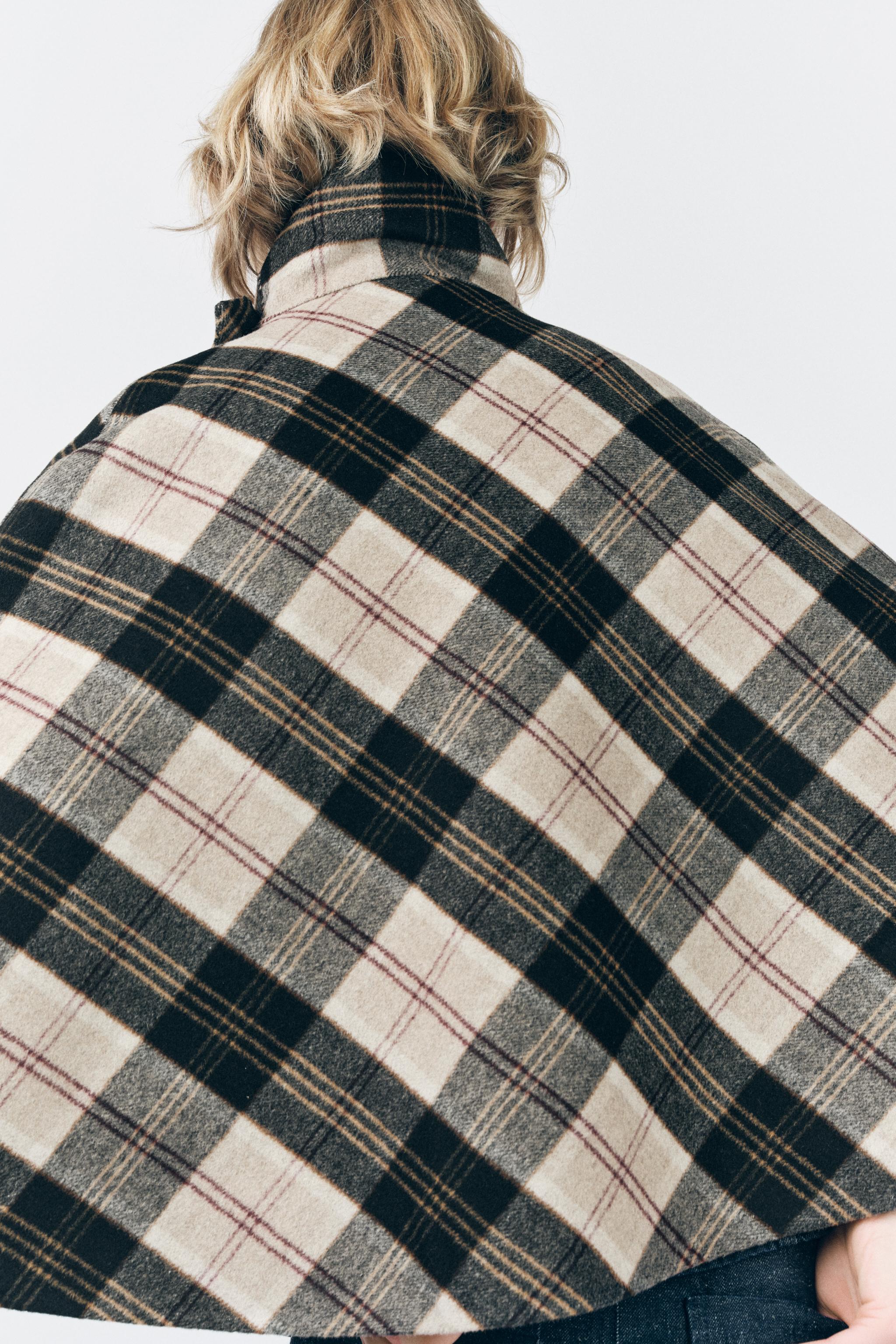 ZW COLLECTION CHECK WOOL CAPE