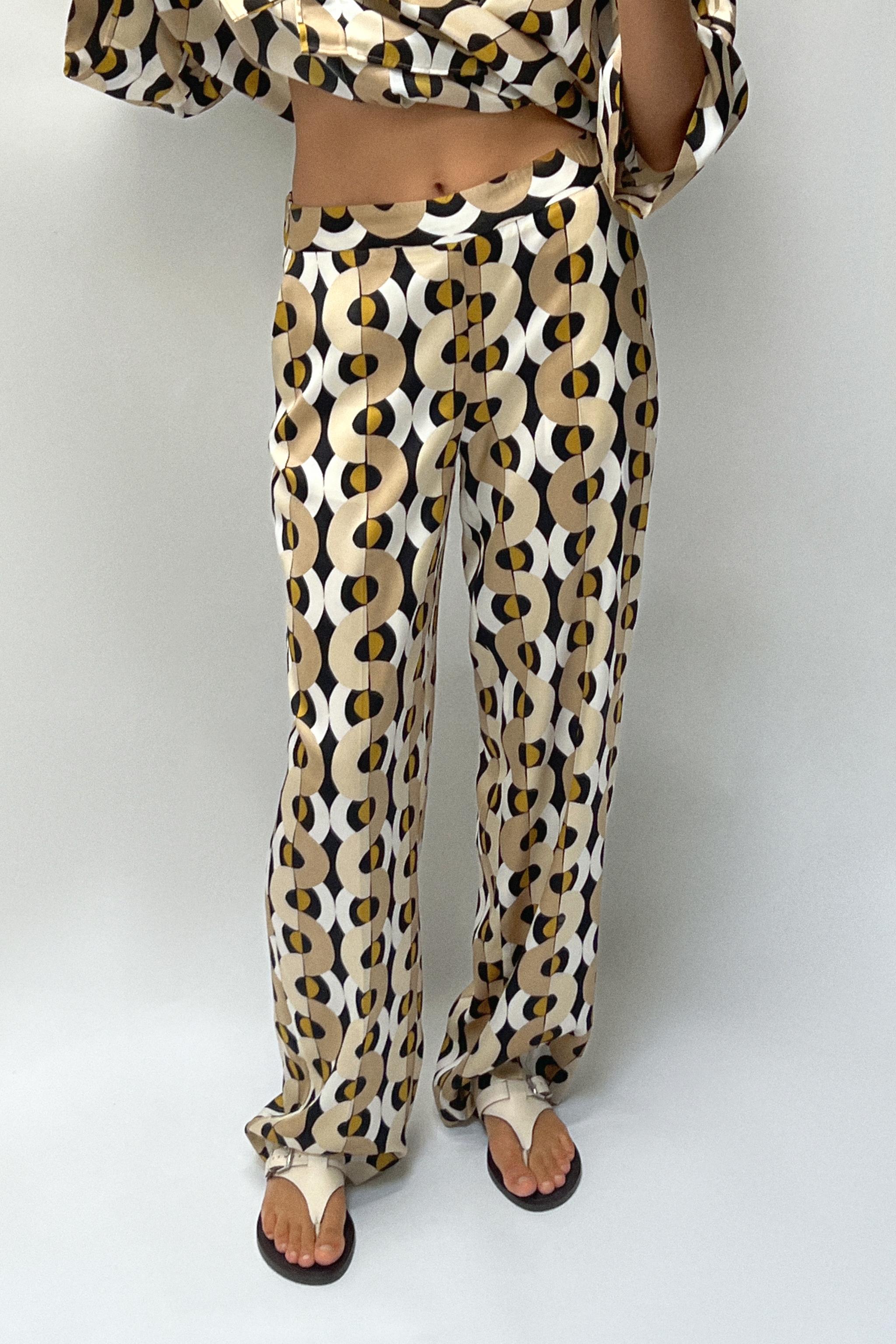 GEOMETRIC PRINT STRAIGHT-LEG TROUSERS