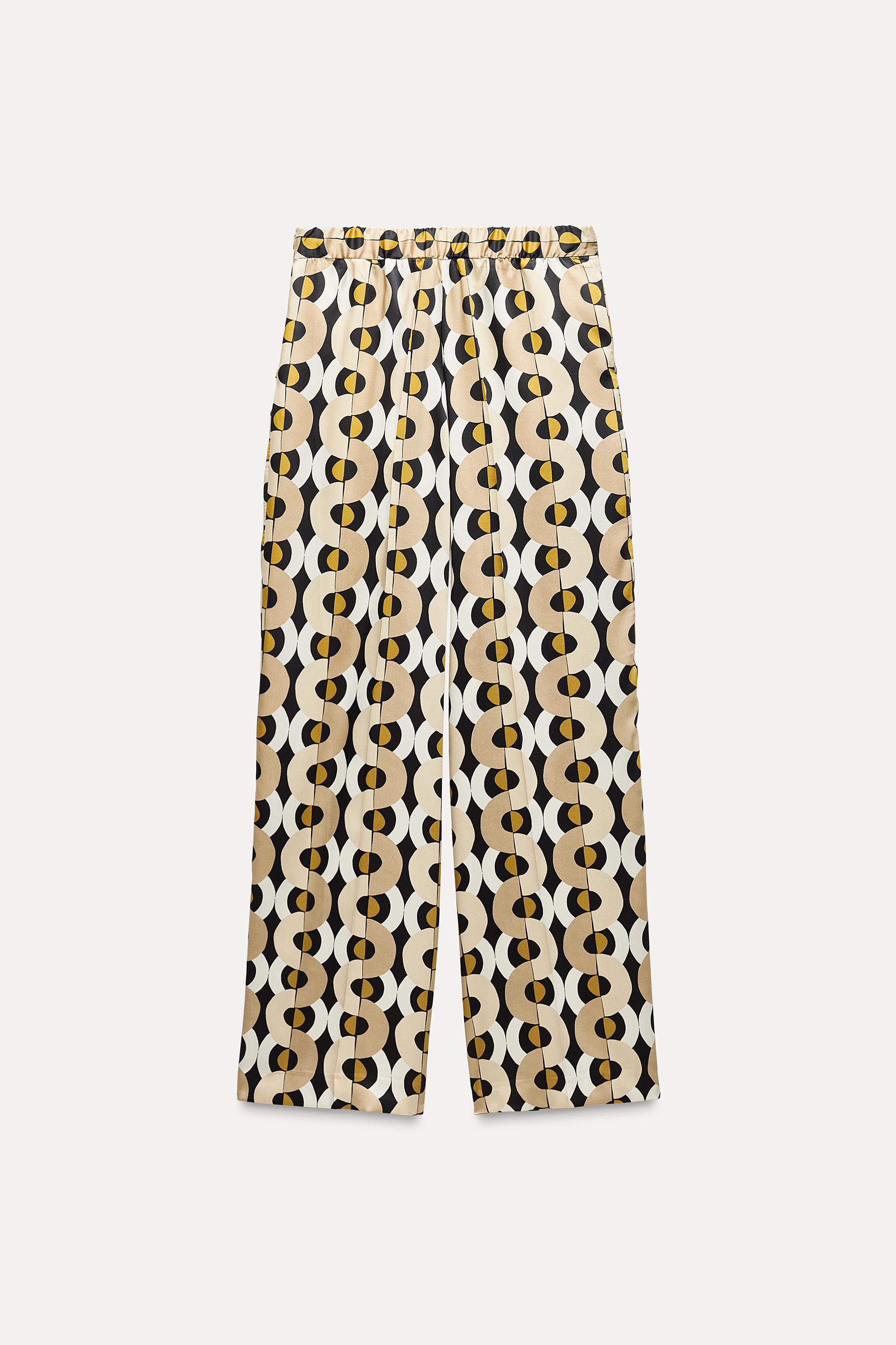 GEOMETRIC PRINT STRAIGHT-LEG TROUSERS