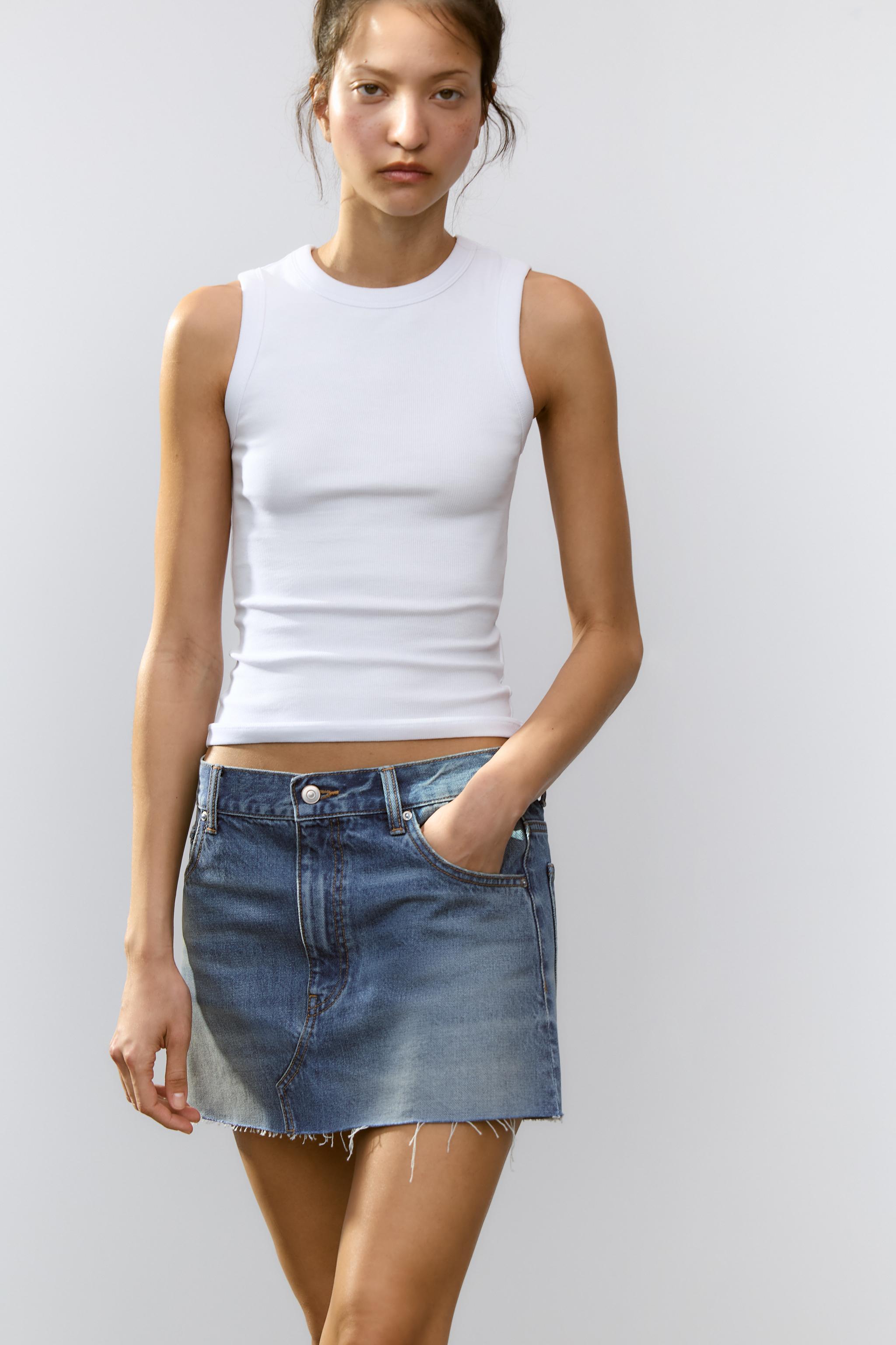 TRF LOW-RISE DENIM MINI SKIRT