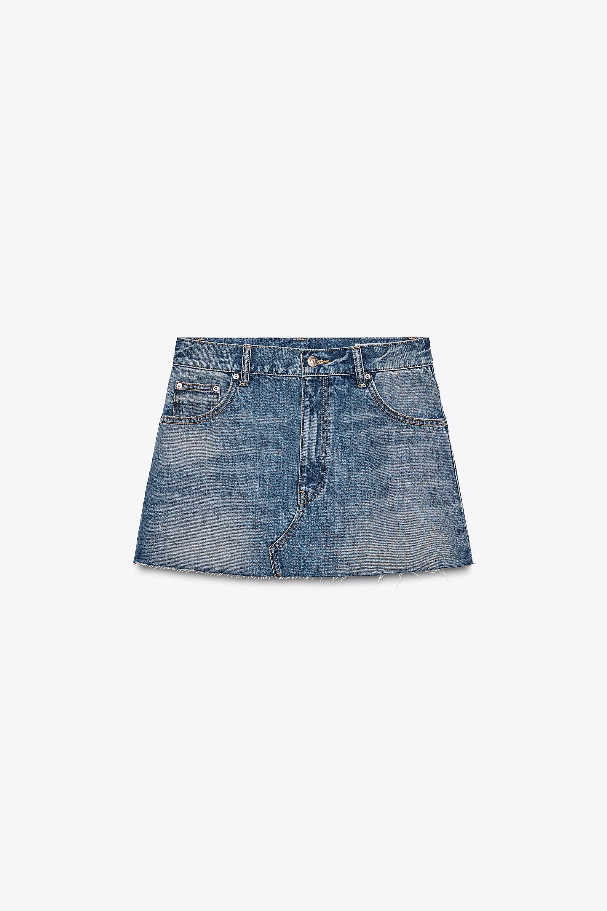 TRF LOW-RISE DENIM MINI SKIRT