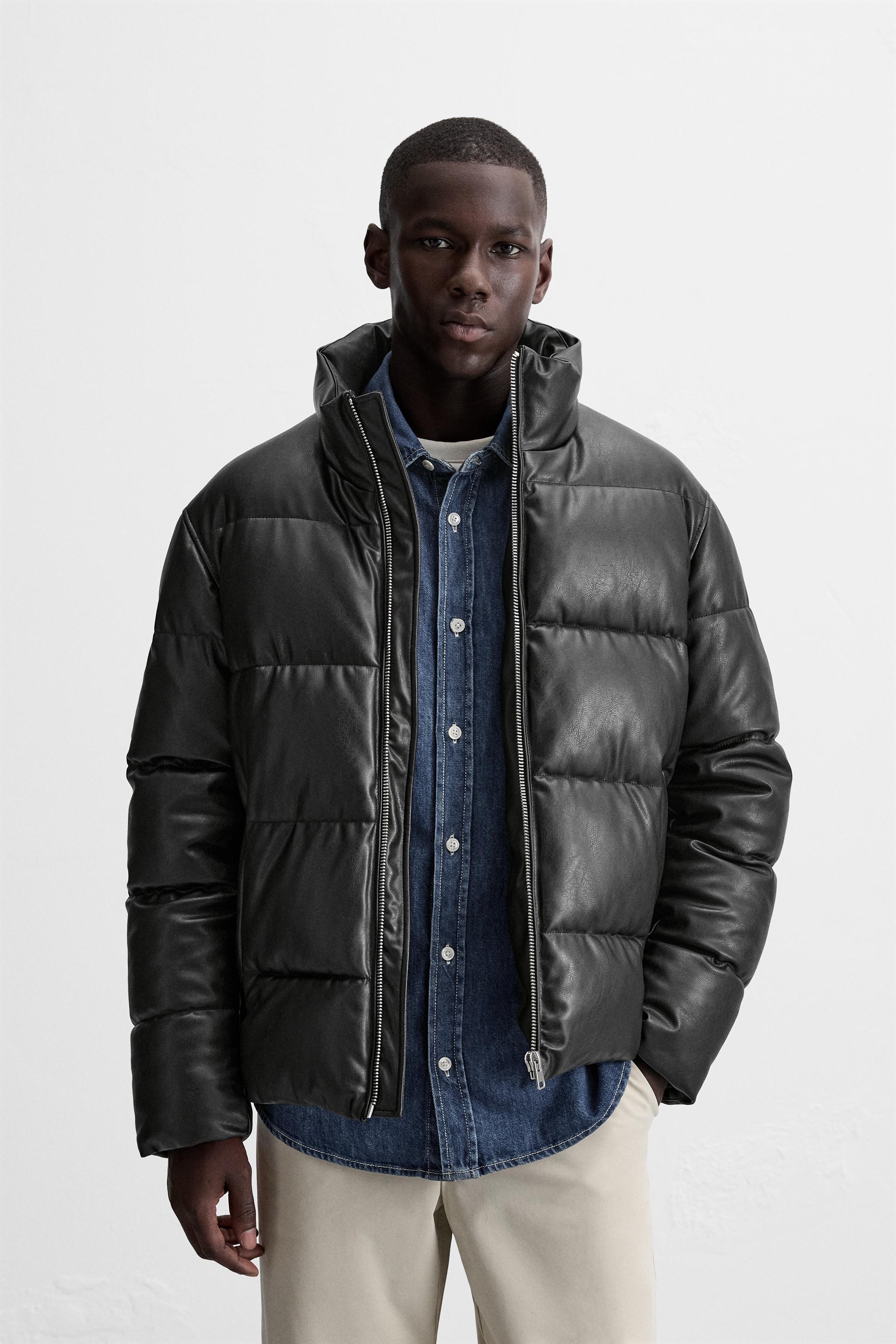 LEATHER EFFECT PUFFER JACKET