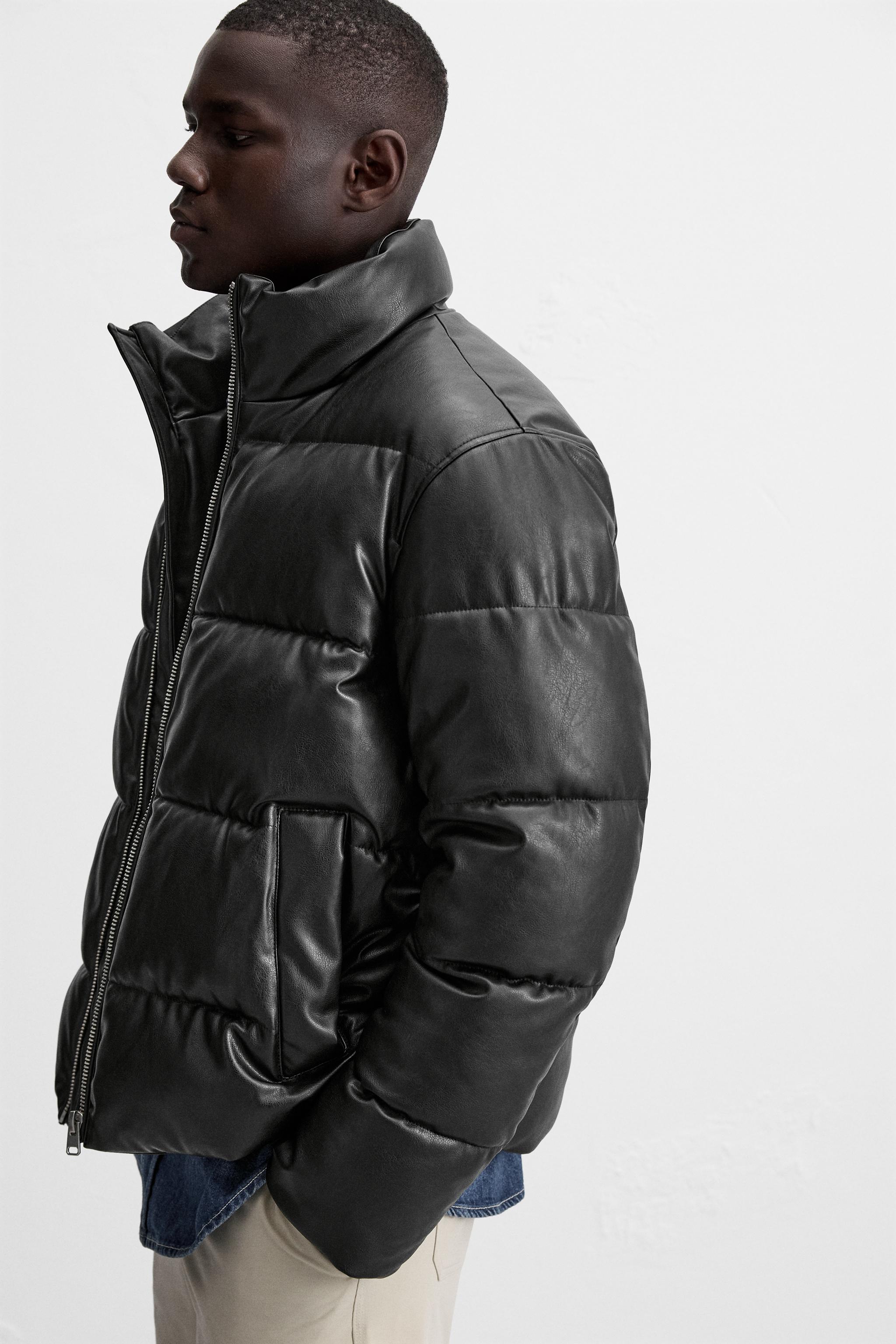 LEATHER EFFECT PUFFER JACKET