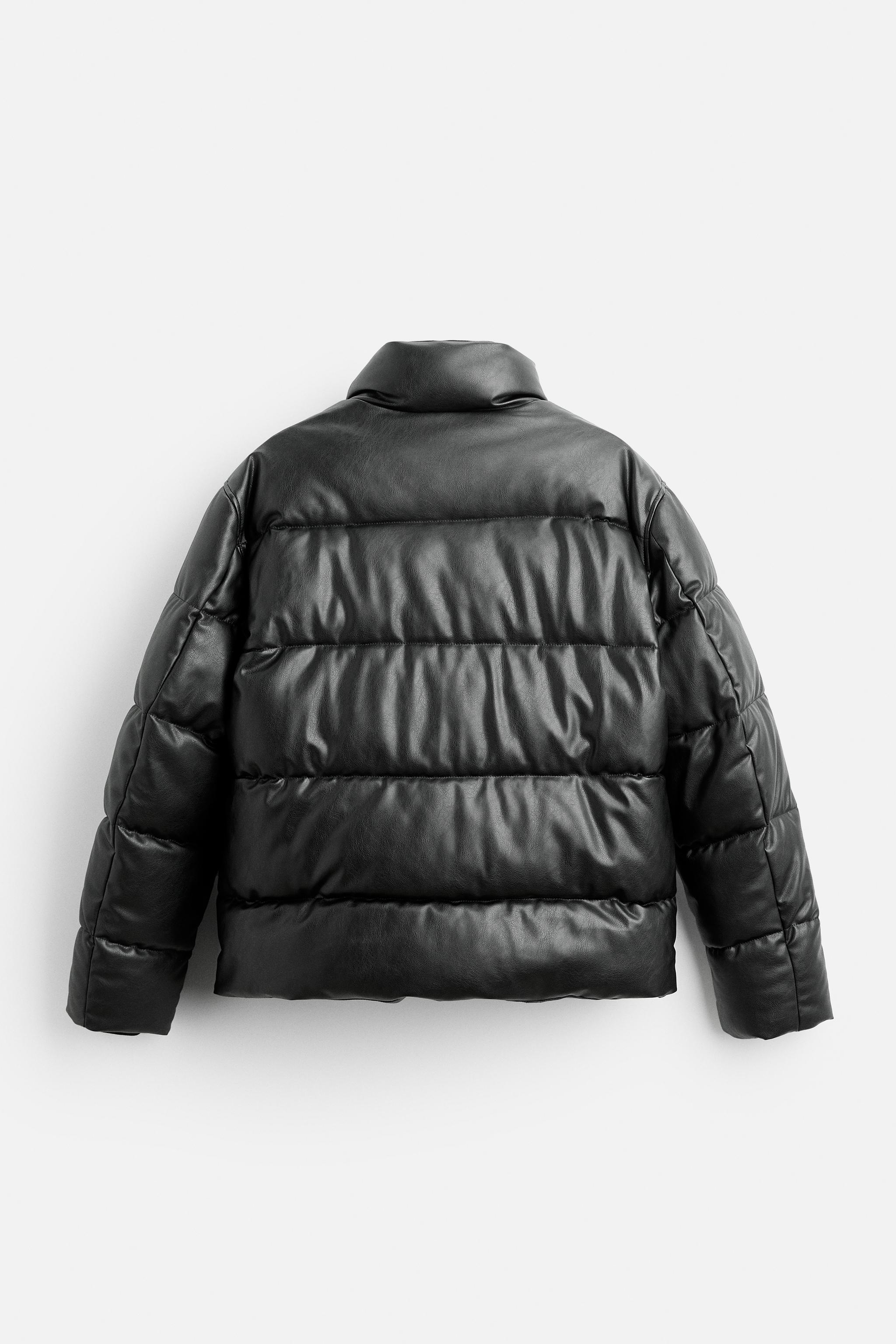 LEATHER EFFECT PUFFER JACKET