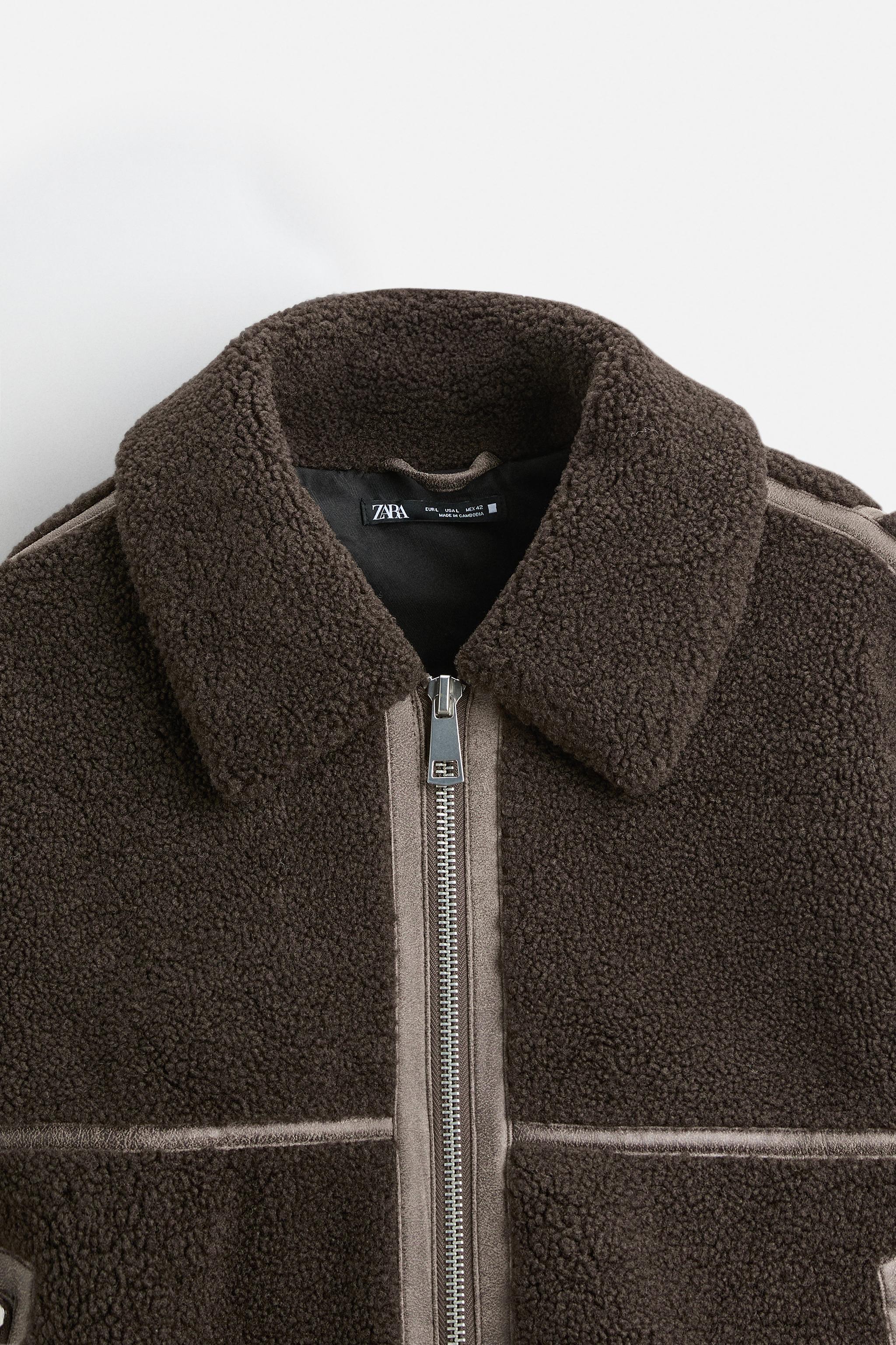 CONTRAST FAUX SHEARLING JACKET