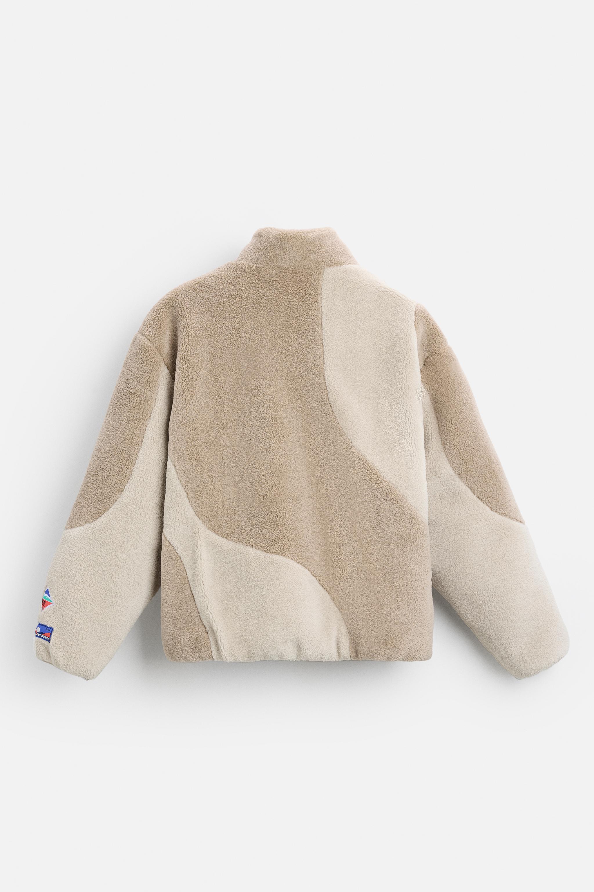 COLOUR BLOCK FAUX SHEARLING JACKET