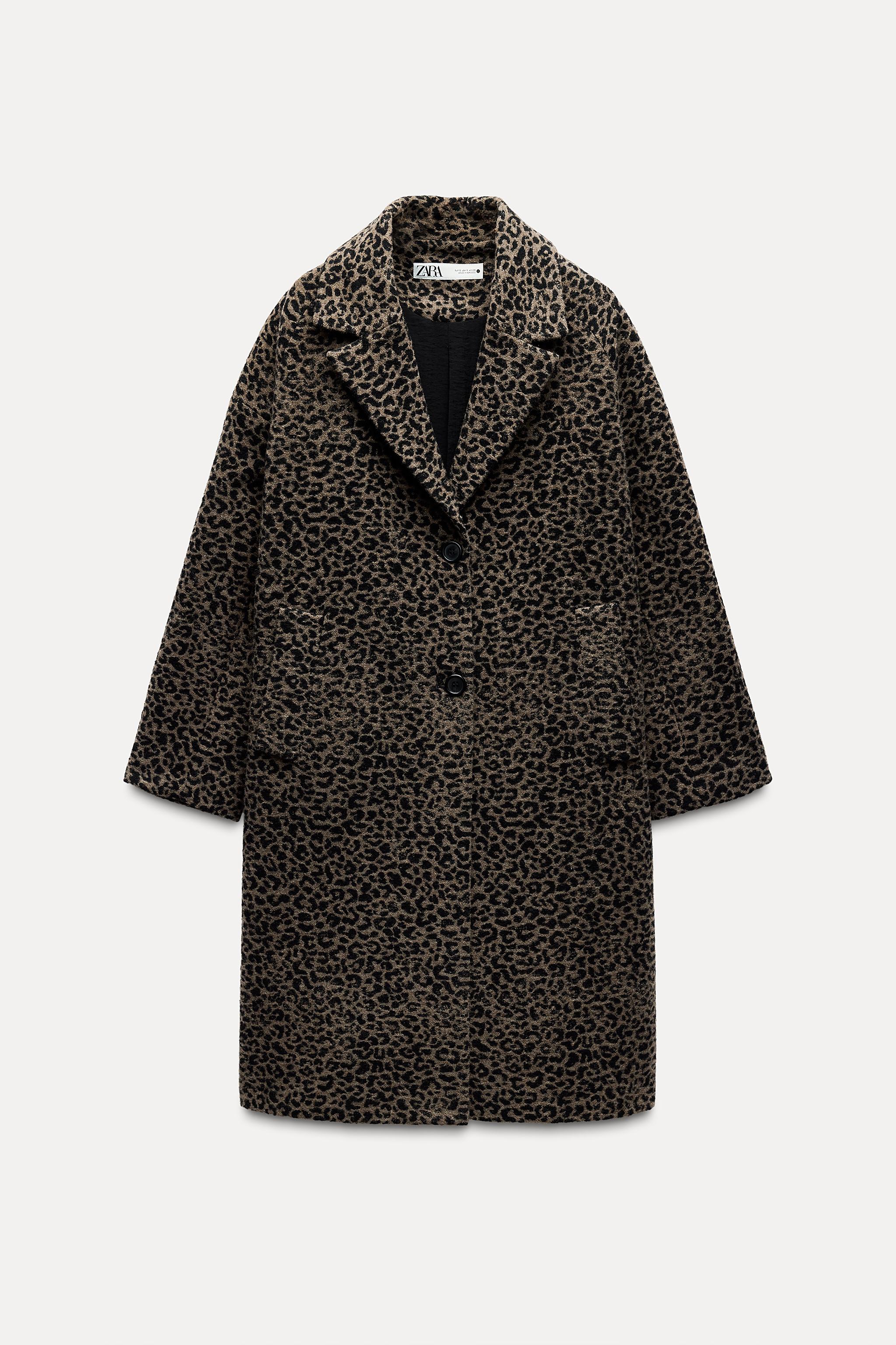 ANIMAL PRINT WOOL BLEND COAT ZW COLLECTION