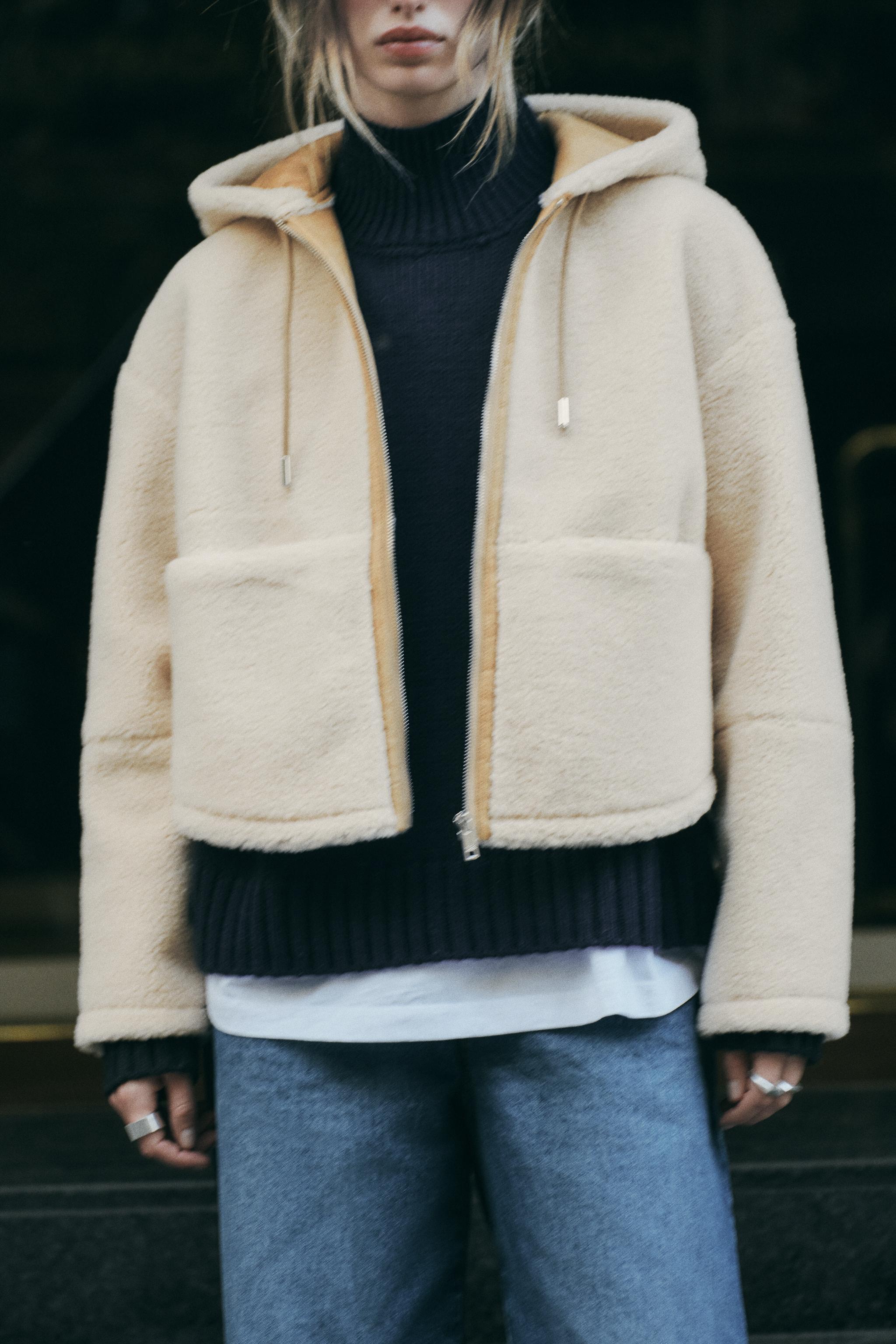 FAUX SHEARLING JACKET WITH HOOD