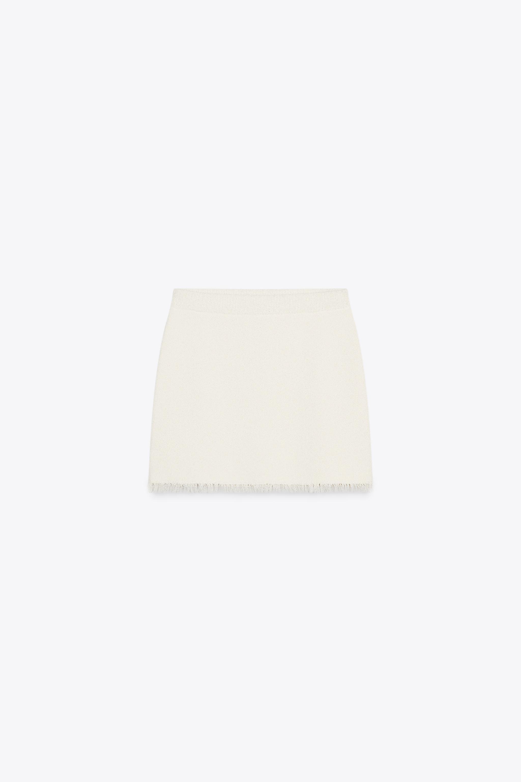 FRAYED KNIT MINI SKIRT