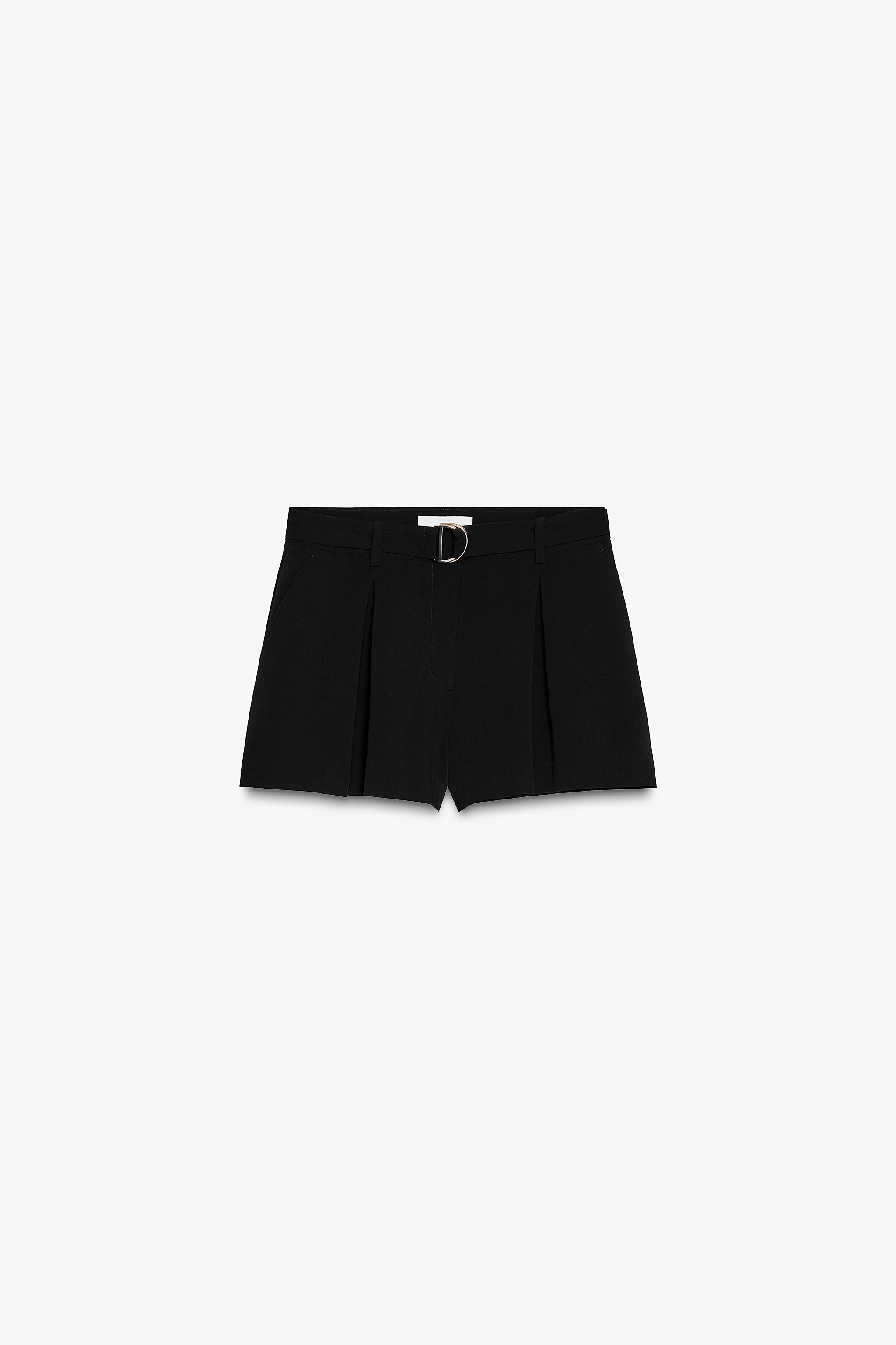 DARTED BERMUDA SHORTS WITH BELT