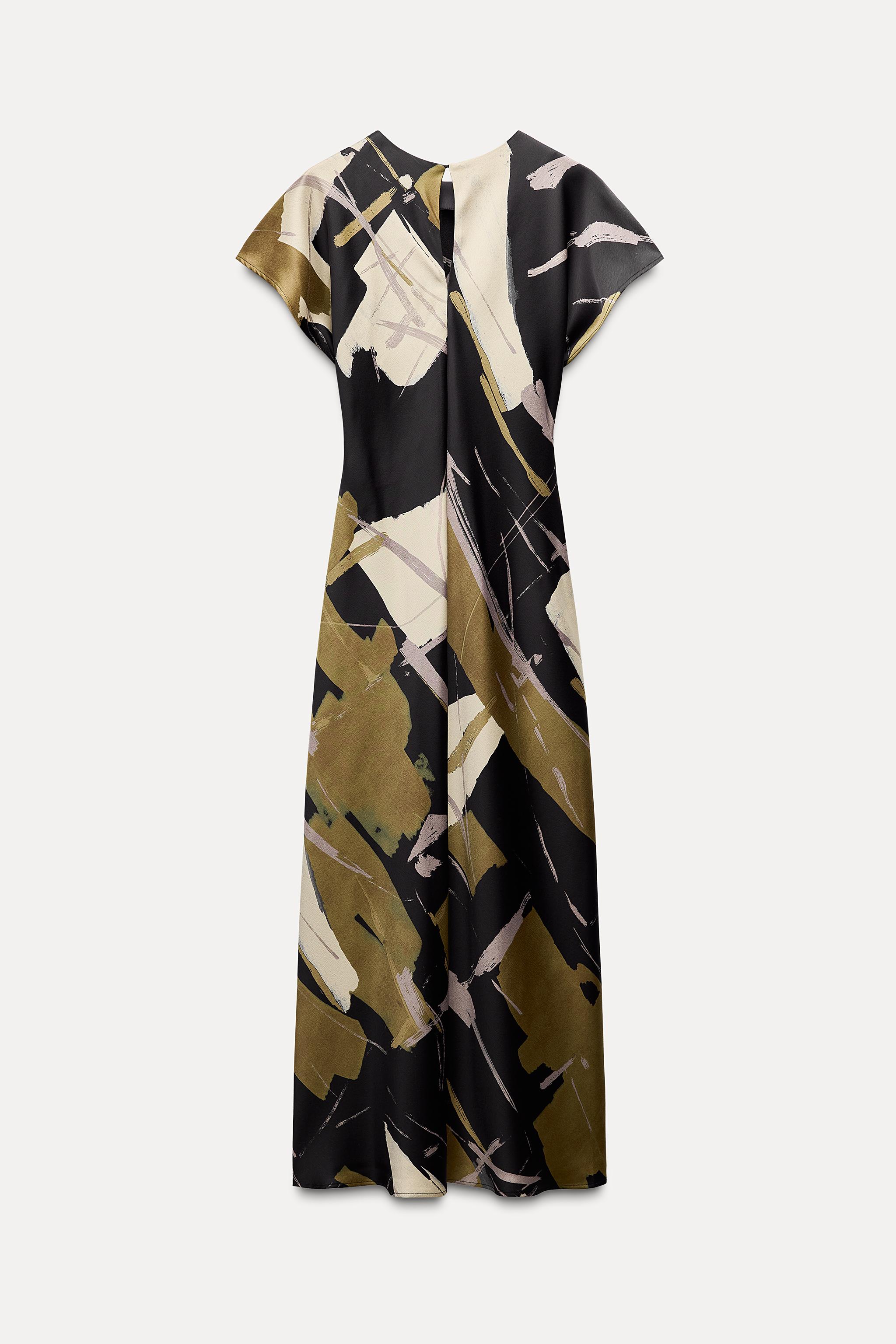 PRINTED CREPE MIDI DRESS